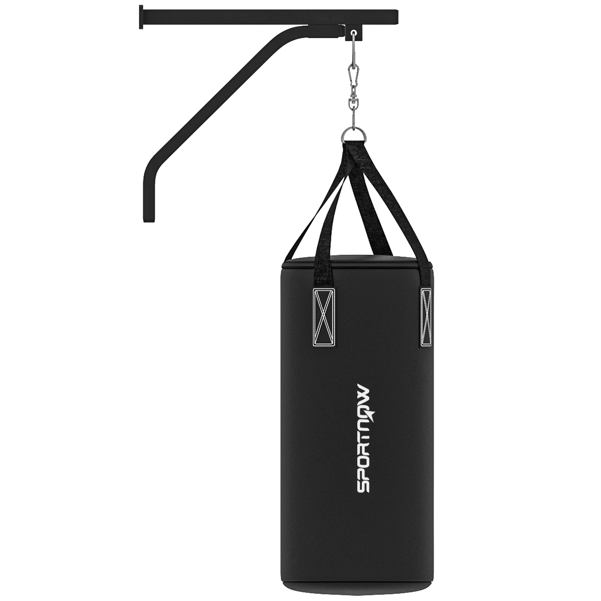 Boxsack, befüllbar, mit Wandhalterung, Handschuhen und Bandagen, bis 45 kg, Schwarz Boxsack, befüllbar, mit Wandhalterung, Handschuhen und Bandagen, bis 45 kg, Schwarz