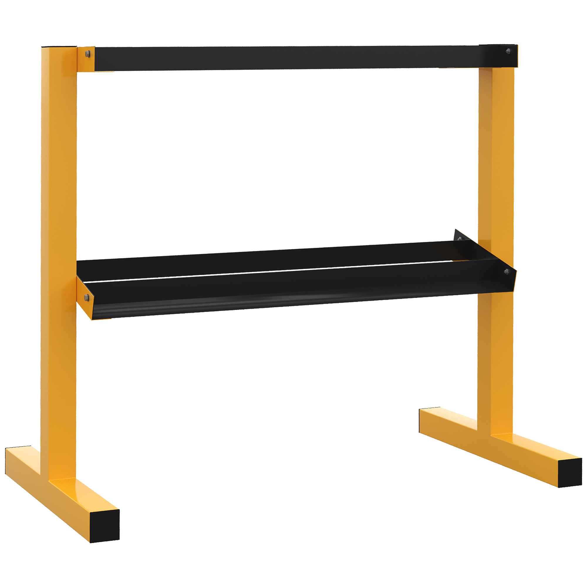 Hantelablage für Kurzhanteln, bis 270 kg, 2 Ablagen, Stahlrahmen, gelb, 92,5 x 50,5 x 80,5 cm Hantelablage für Kurzhanteln, bis 270 kg, 2 Ablagen, Stahlrahmen, gelb, 92,5 x 50,5 x 80,5 cm