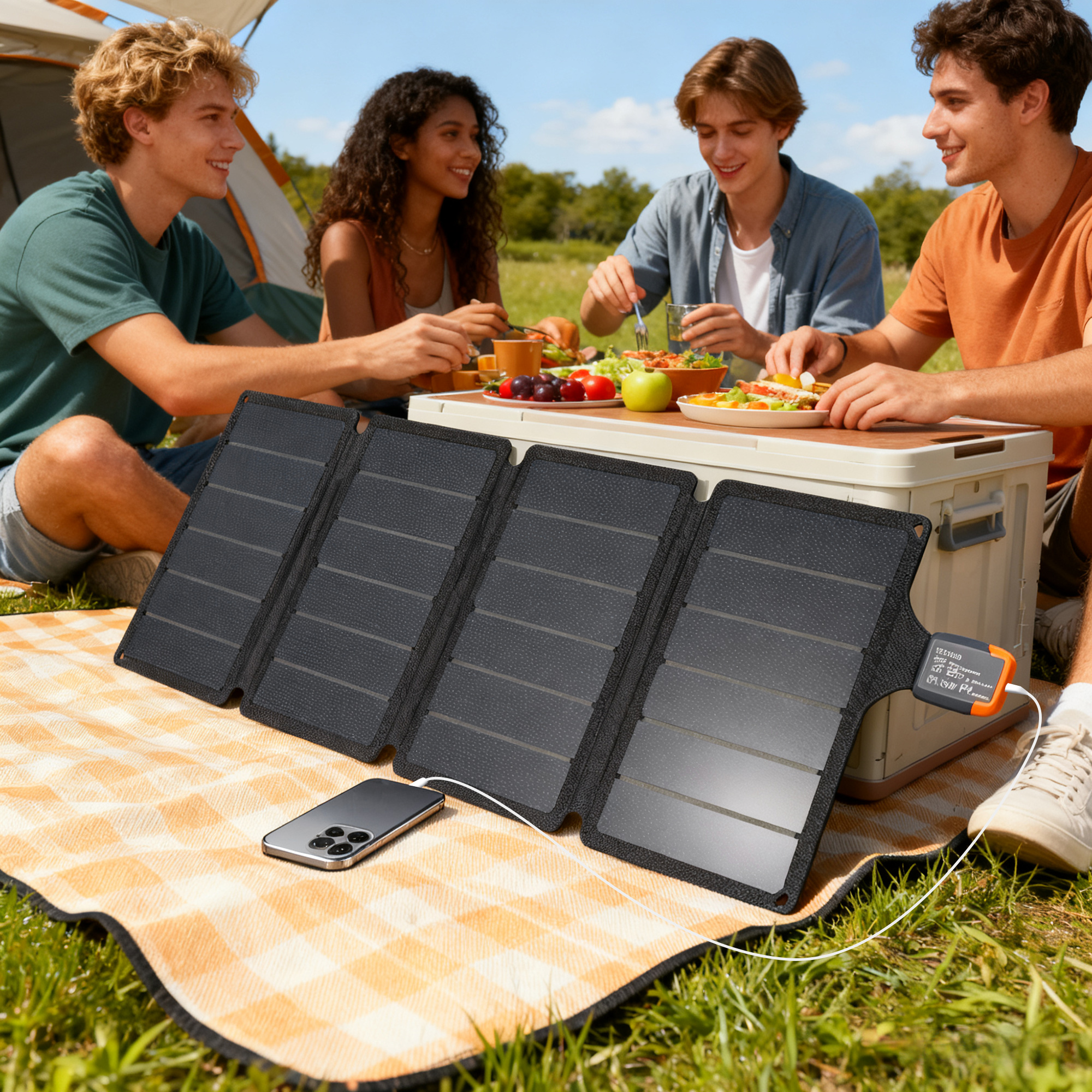 tragbares Solarpanel, 36W Schnellladung, wasserdicht, faltbar, Ladegerät, Grau