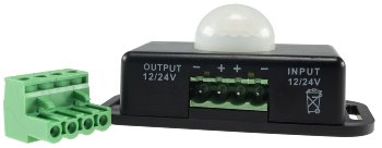 Bewegungsmelder 12-24V=, 6A, IP20, bis 8m Reichweite, 60°, 1-10min