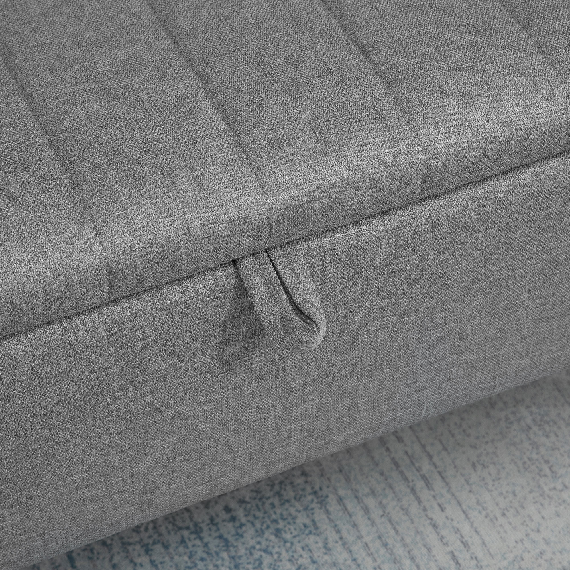 Sitzbank mit Stauraum Polsterbank mit Leinenoptik, Sitztruhe mit Stahlbeine 102 x 40 x 44 cm, Grau