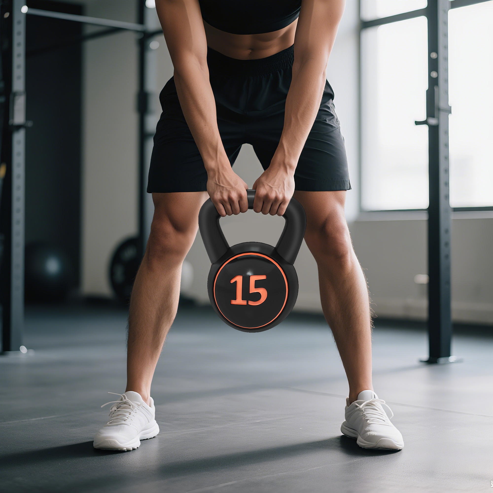 Kettlebell Set, 3 Kugelhanteln 2,2kg/4,5kg/6,8kg, Kunststoffhülle, Schwarz