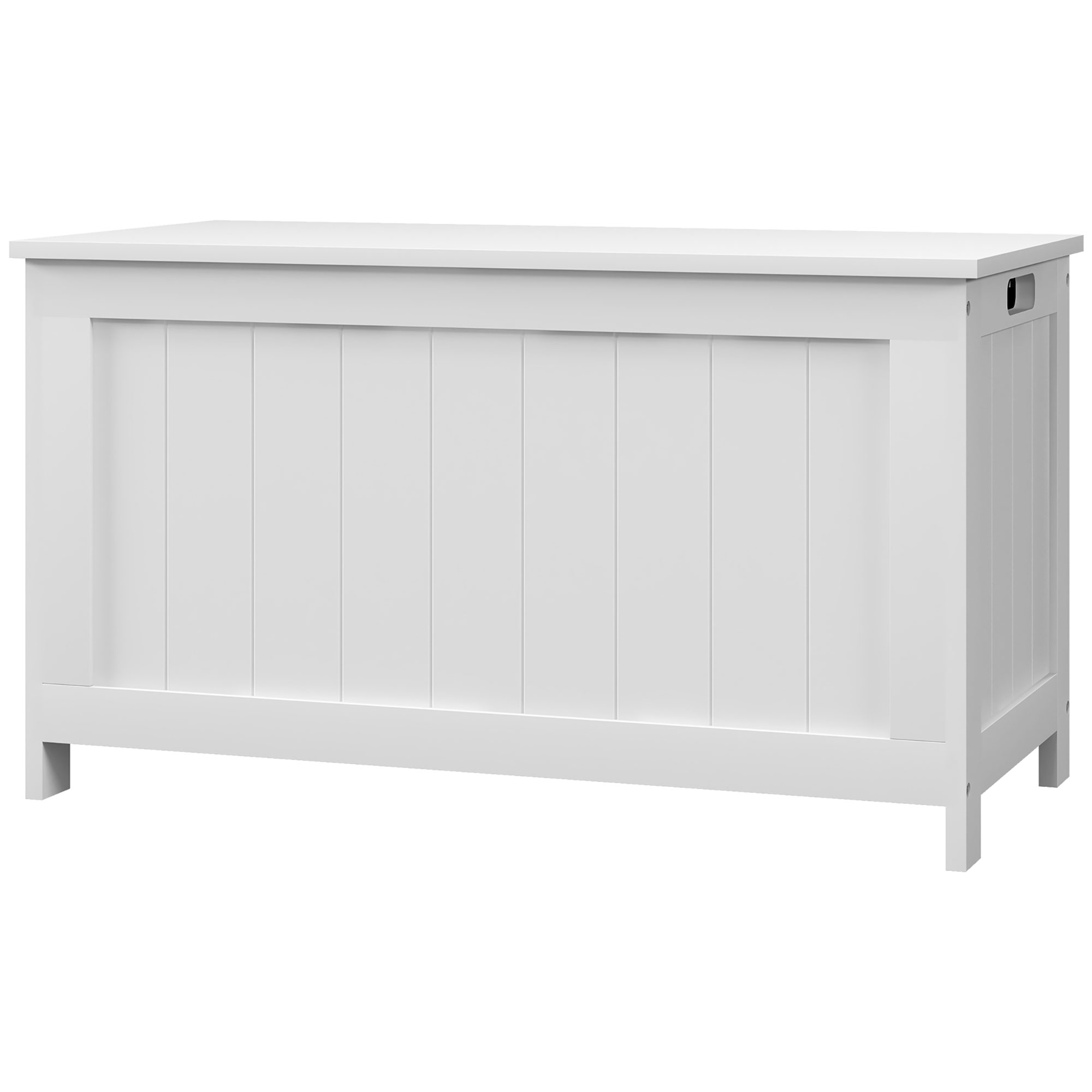 Aufbewahrungsbox Aufbewahrunskiste Spielzeugtruhe, MDF, 2 Griffe, 81 x 40 x 46 cm, Weiß Aufbewahrungsbox Aufbewahrunskiste Spielzeugtruhe, MDF, 2 Griffe, 81 x 40 x 46 cm, Weiß