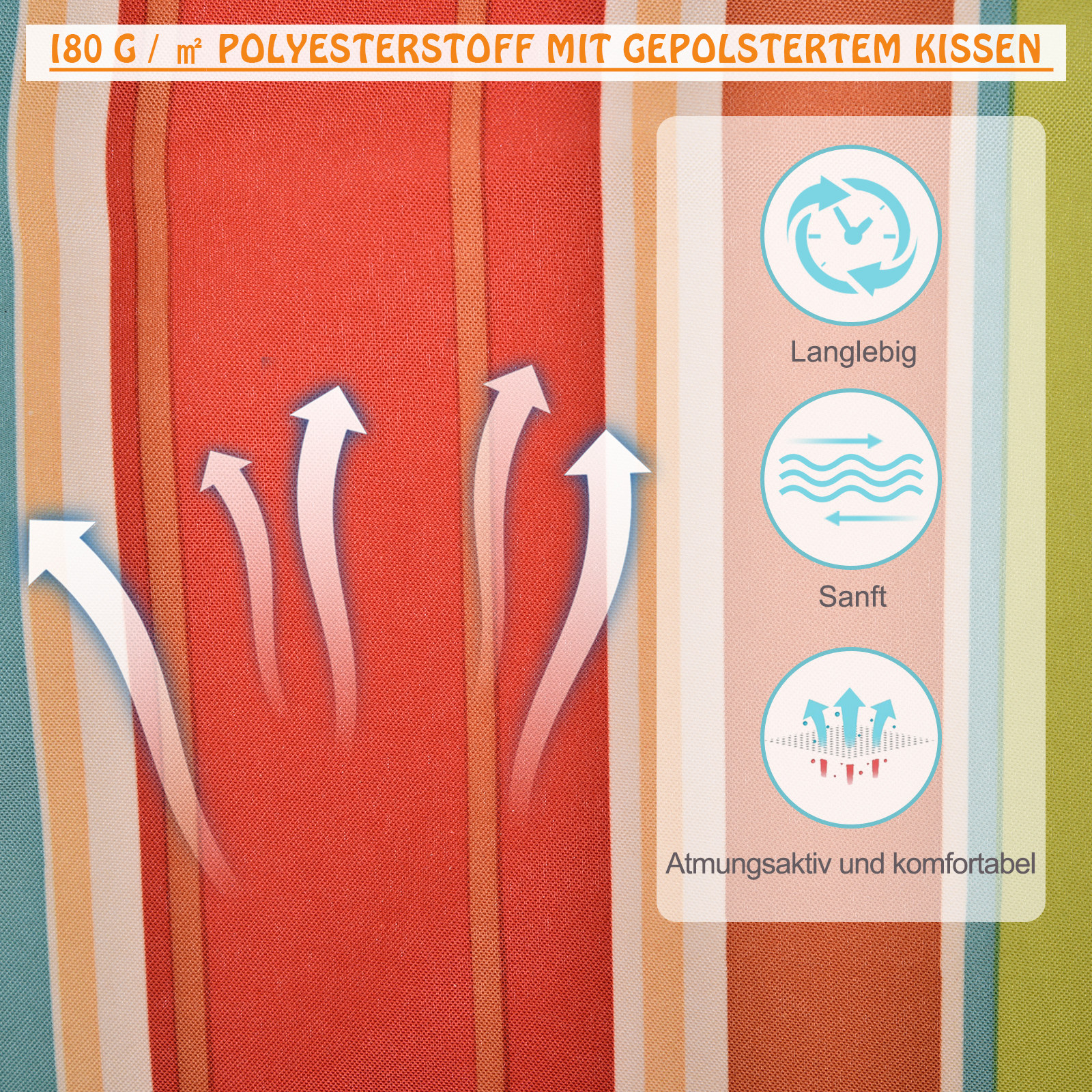 Hängesessel Hängeschaukel mit Querstrebe und Kissen Deckenhaken Gestell Hängestuhl bis 100kg belastbar Hängesitz für Indoor Outdoor Garten Terrasse Mehrfarbig