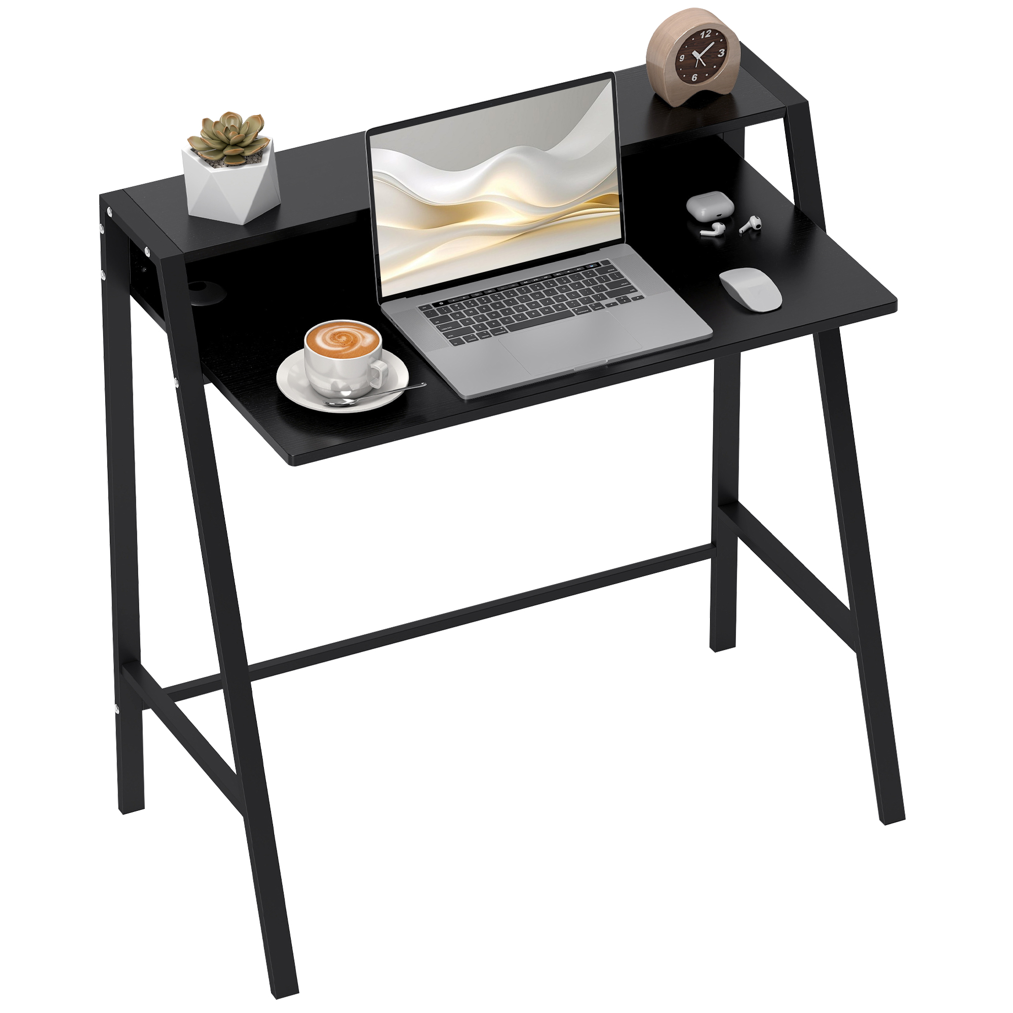 Schreibtisch, Computertisch mit Ablage und Kabel Management, moderner Schreibtisch mit Metallgestell für Arbeitszimmer, Schlafzimmer, Home Office, 84 x 45 x 85 cm, Schwarz Schreibtisch, Computertisch mit Ablage und Kabel Management, moderner Schreibtisch mit Metallgestell für Arbeitszimmer, Schlafzimmer, Home Office, 84 x 45 x 85 cm, Schwarz