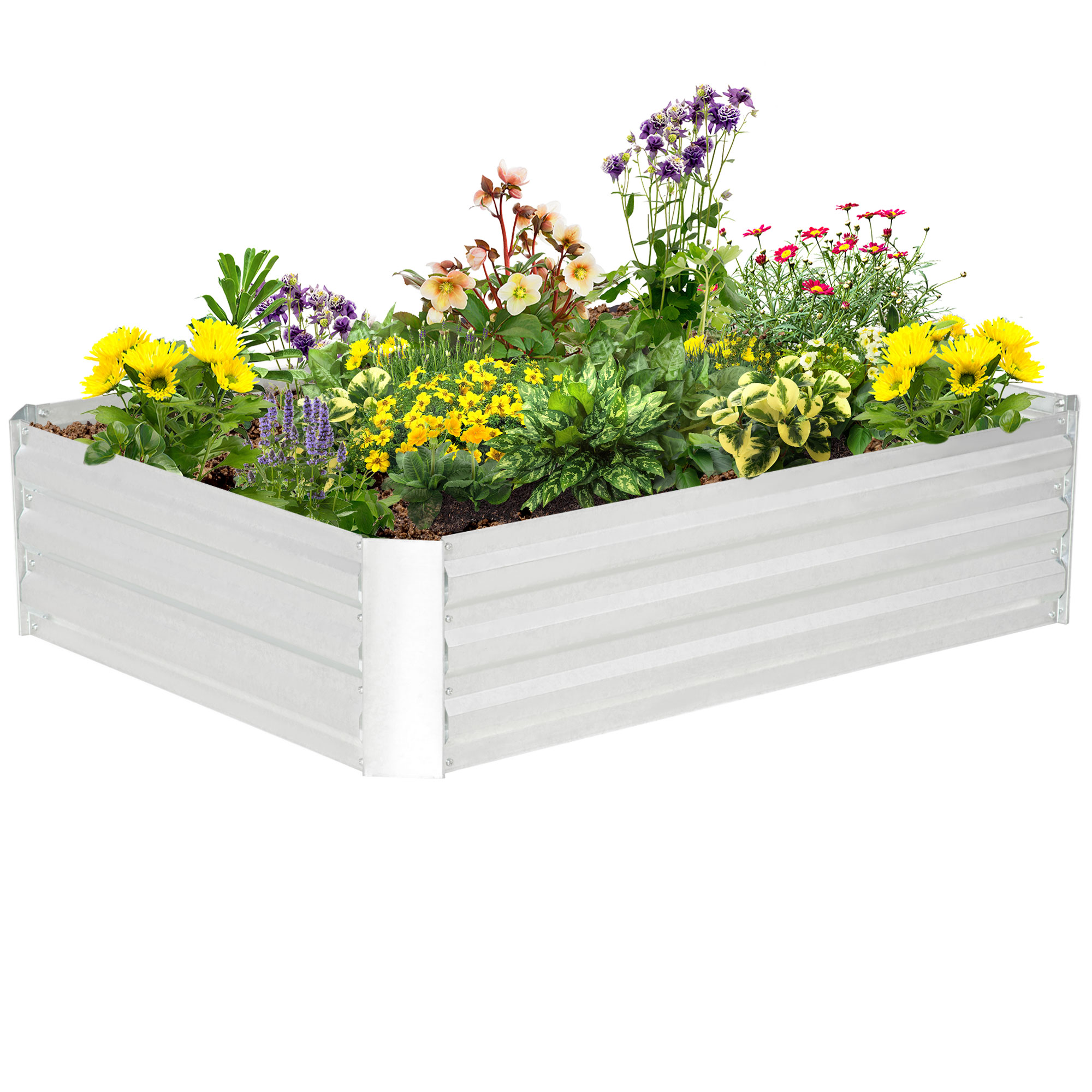 Hochbeet aus verzinktem Stahl Gartenbeet Pflanzkasten für Garten Blumenkasten Blumenkübel Silber 120 x 90 x 30 cm Hochbeet aus verzinktem Stahl Gartenbeet Pflanzkasten für Garten Blumenkasten Blumenkübel Silber 120 x 90 x 30 cm