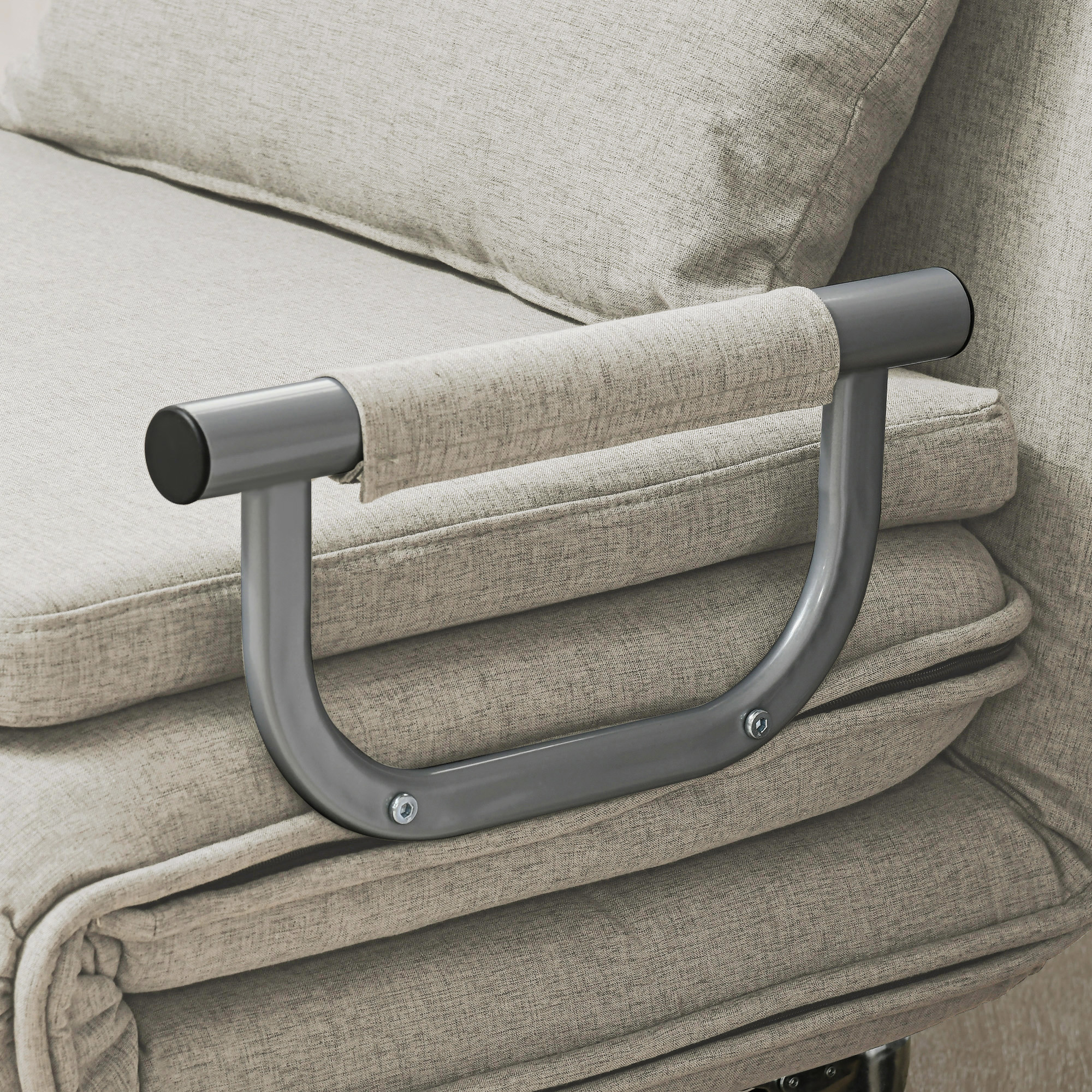 Klappbarer Schlafsessel, 3 in 1 Klappsessel mit verstellbarer Rückenlehne, für Schlafzimmer und Gästezimmer, Grau