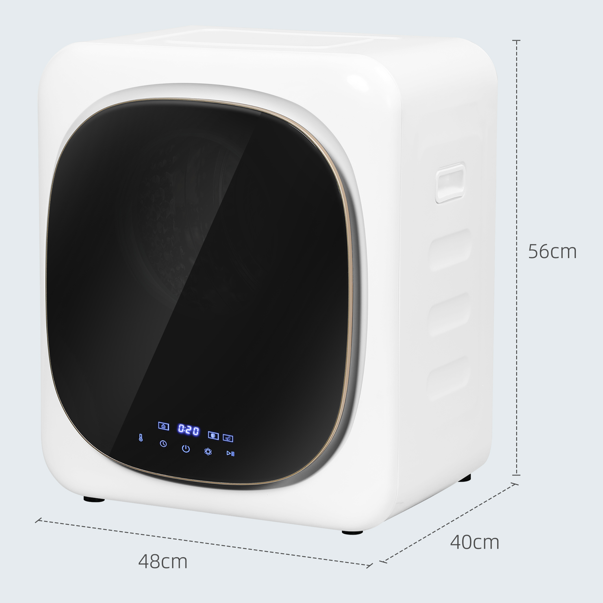 Wäschetrockner mit UV-Desinfektion, kompakte Bauweise, 4 kg Kapazität, Edelstahl, Weiß