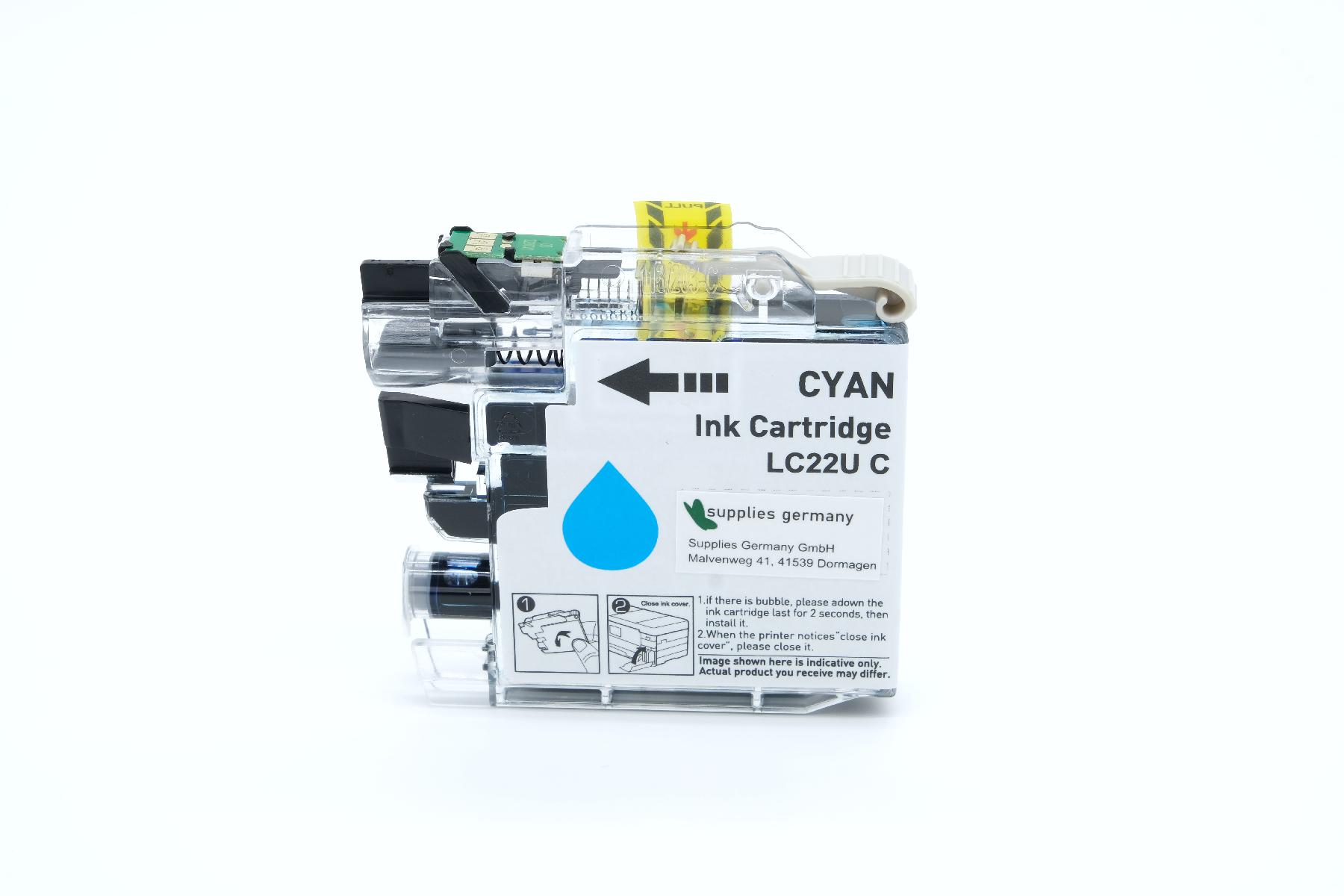 LC22UC alternativ Tinte cyan für Brother / LC22UC / 15,4ml