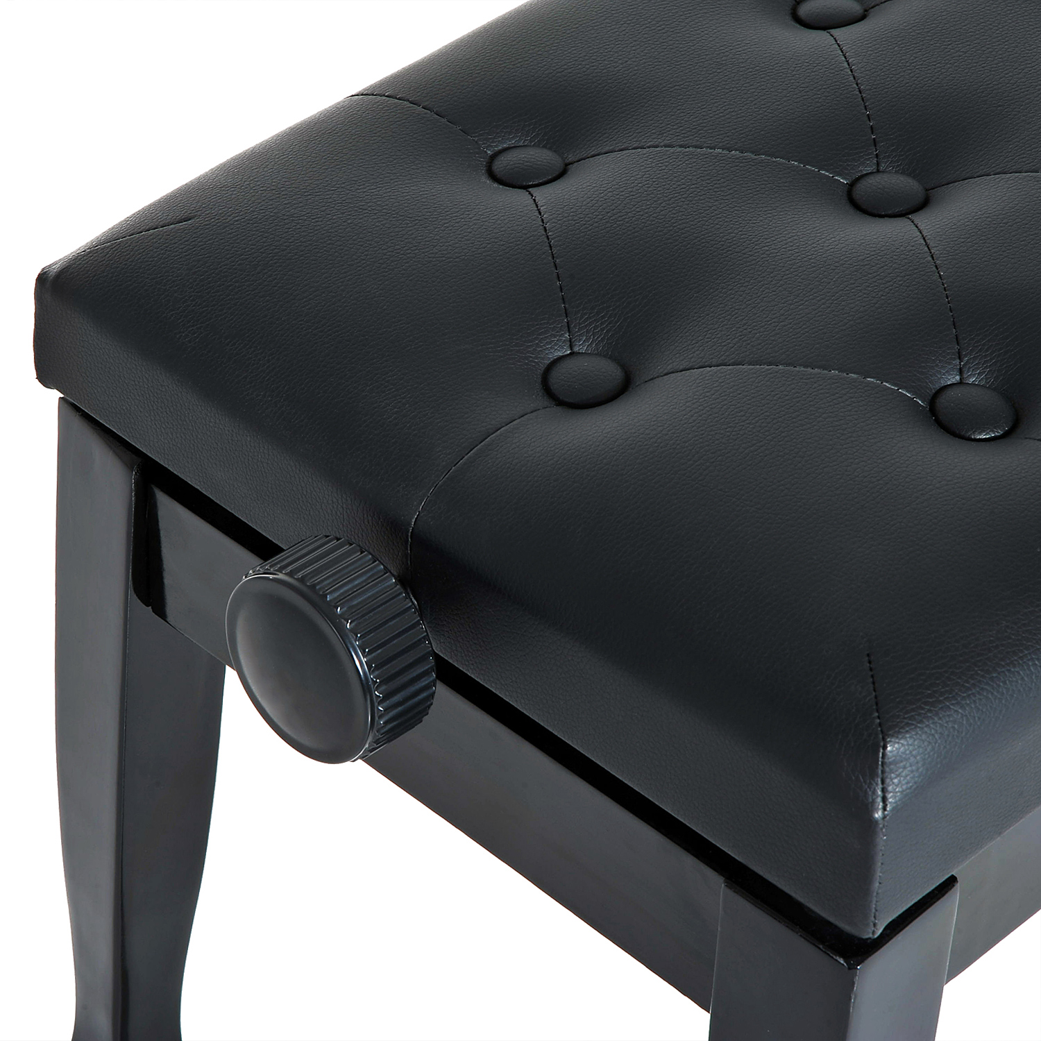 Klavierhocker Höhenverstellbar Klavierbank, Pianobank mit Kunstleder Kissen Keyboardhocker für Piano Keyboard 64 x 35 x 45-55 cm Schwarz