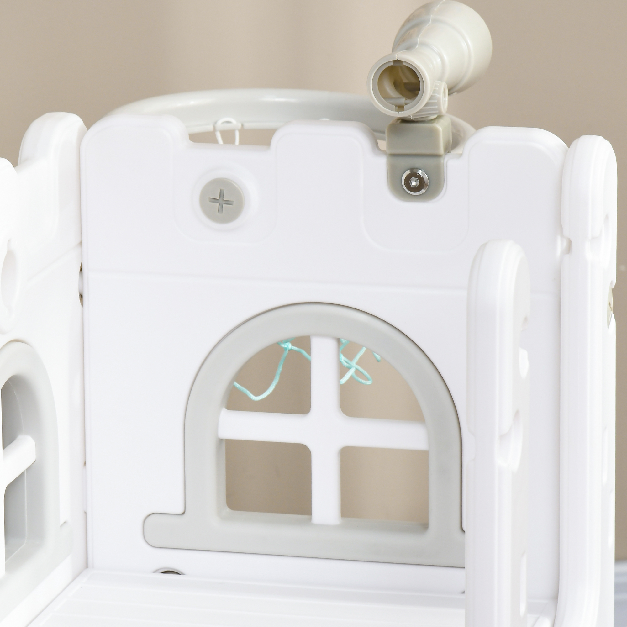 Kinderrutsche, 5 in 1, Kleinkinderrutsche mit Basketballkorb, Teleskop Klettergerüst Grau 70 x 177 x 92 cm