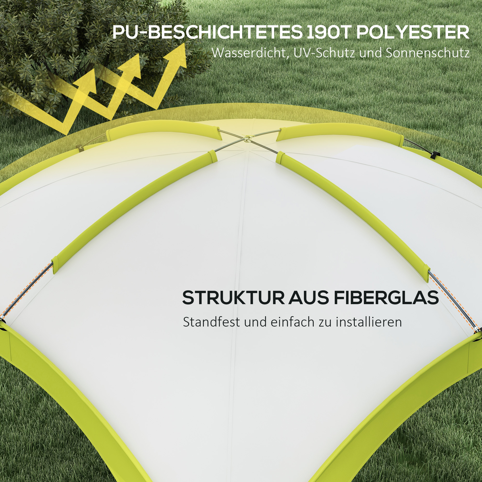 Event Shelter 3,5 x 3,5m Pavillon mit Haken Tür Wasserabweisend winterfest Gartenpavillon Grün