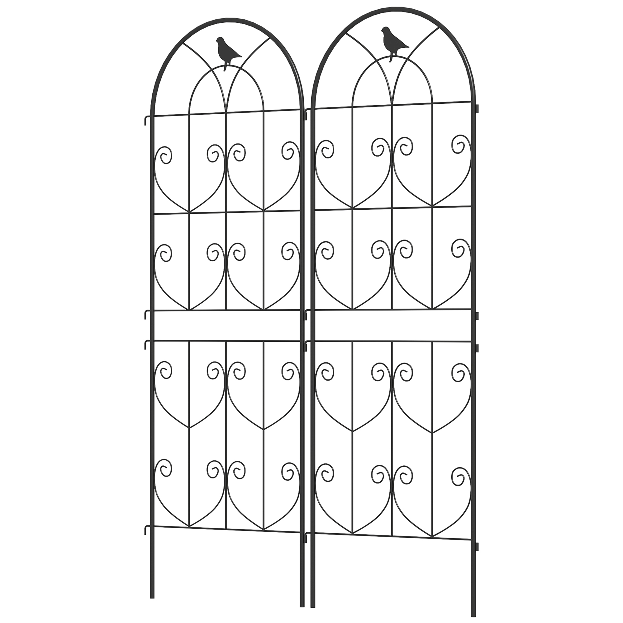 Rankgitter für Kletterpflanzen mit Vögeln 2er-Pack Gartengitter für Gemüse Rebe Blume Metall 50 x 150 cm schwarz