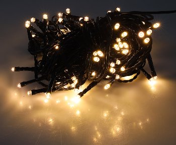 LED Aussen-Lichterkette "CT-ALK100" 10m / warmweiß, Kabel schwarz, IP44, 100 LEDs