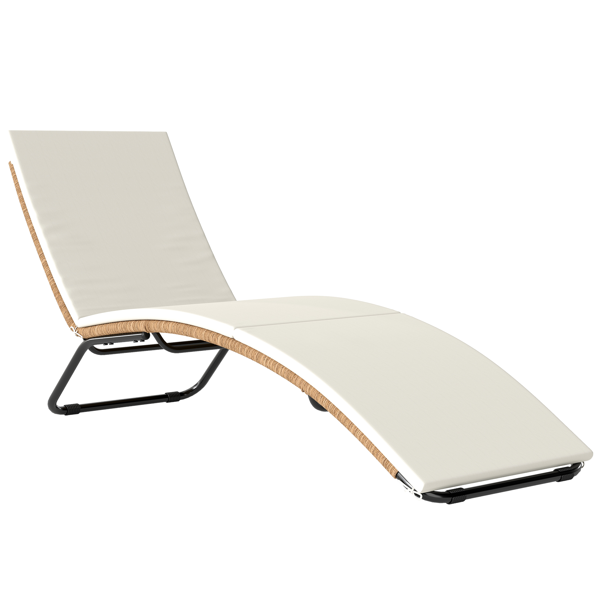 Poly Rattan Sonnenliege S-förmige Gartenliege mit Auflage atmungsaktive Sitzfläche Stahlrahmen