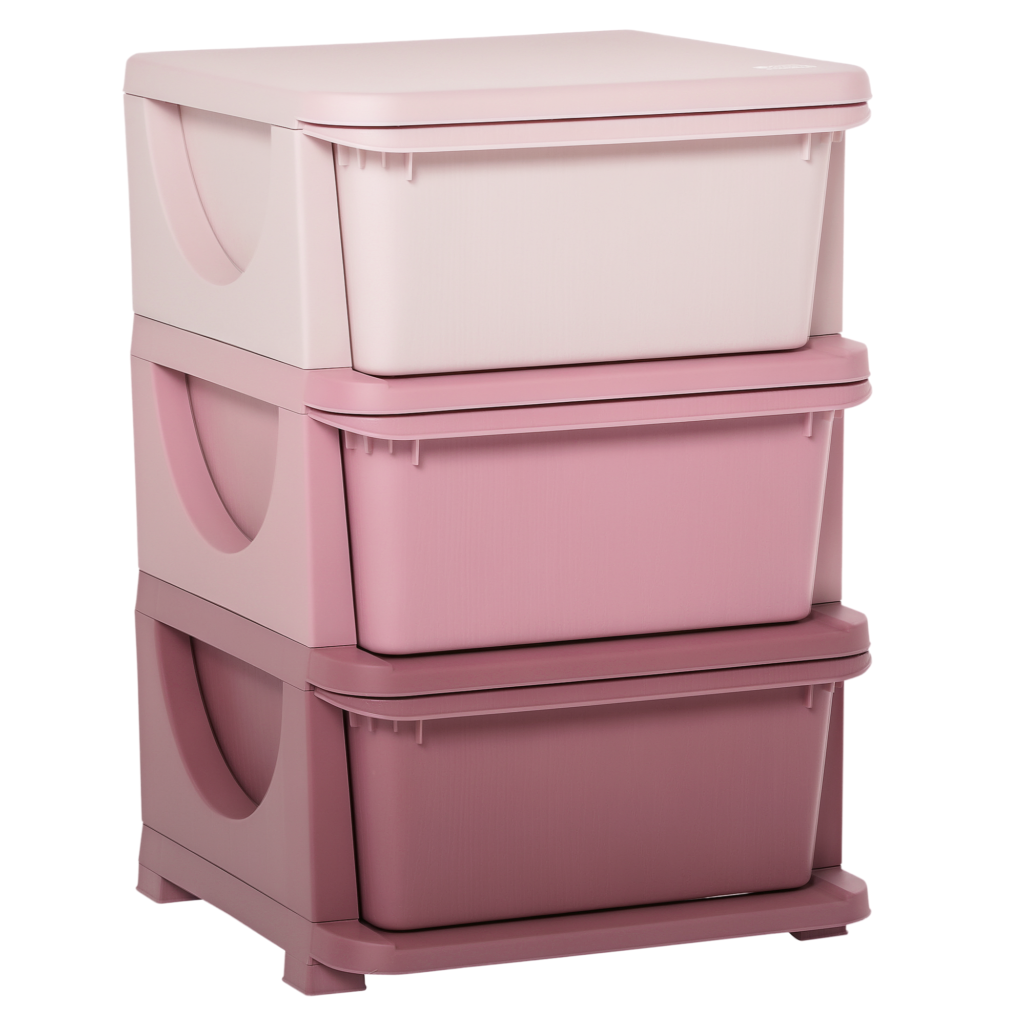 Aufbewahrungsboxen für Kinder, 3 Schubladen, abgerundete Kanten, erhöhtes Design, 37x37x56,5 cm, Rosa Aufbewahrungsboxen für Kinder, 3 Schubladen, abgerundete Kanten, erhöhtes Design, 37x37x56,5 cm, Rosa