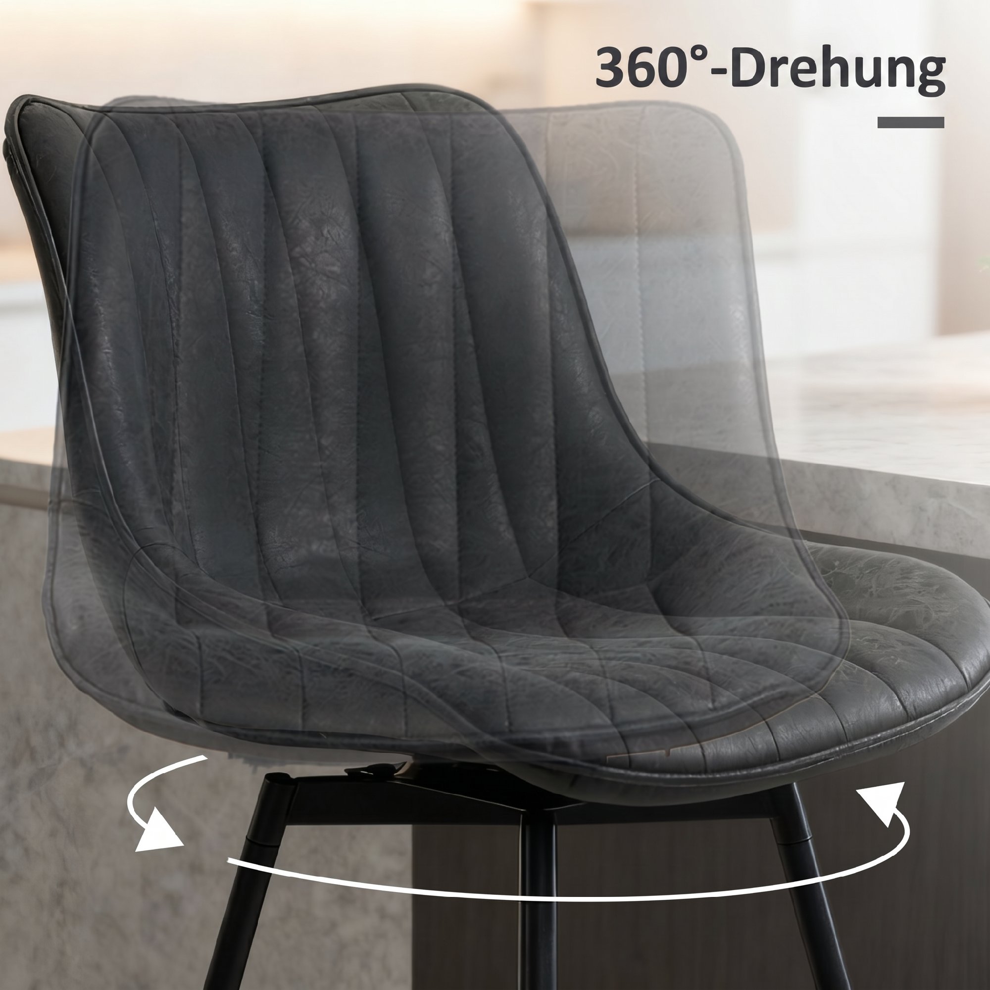 Barhocker Set aus 2, 68 cm drehbare Tresenhocker mit Rückenlehne für Kücheninsel, Esszimmer, Schwarz