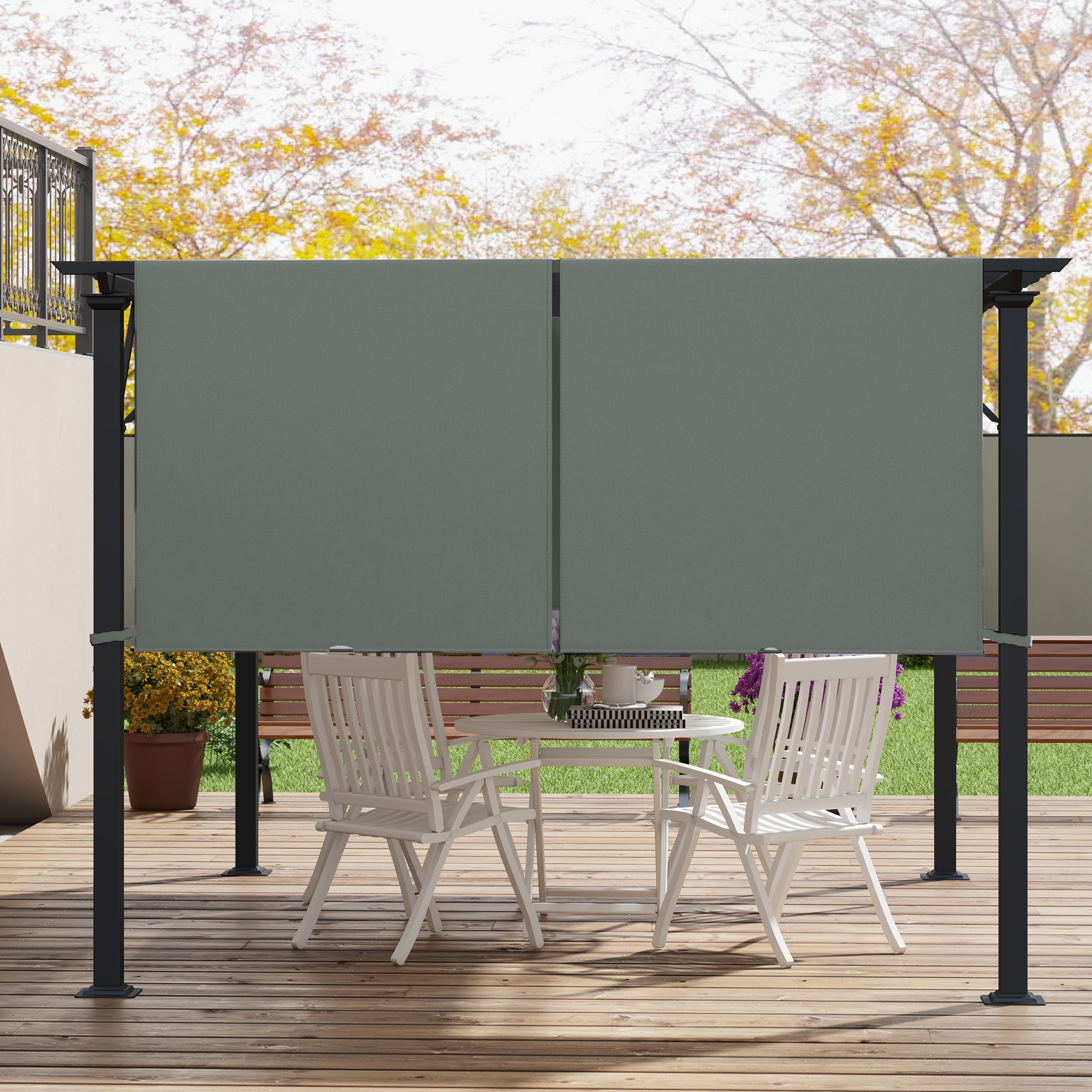 Ersatzdach für Pergola mit UV-Schutz, Sonnensegel für Terrassenüberdachung für 3 x 3 m Pavillon, Dunkelgrau