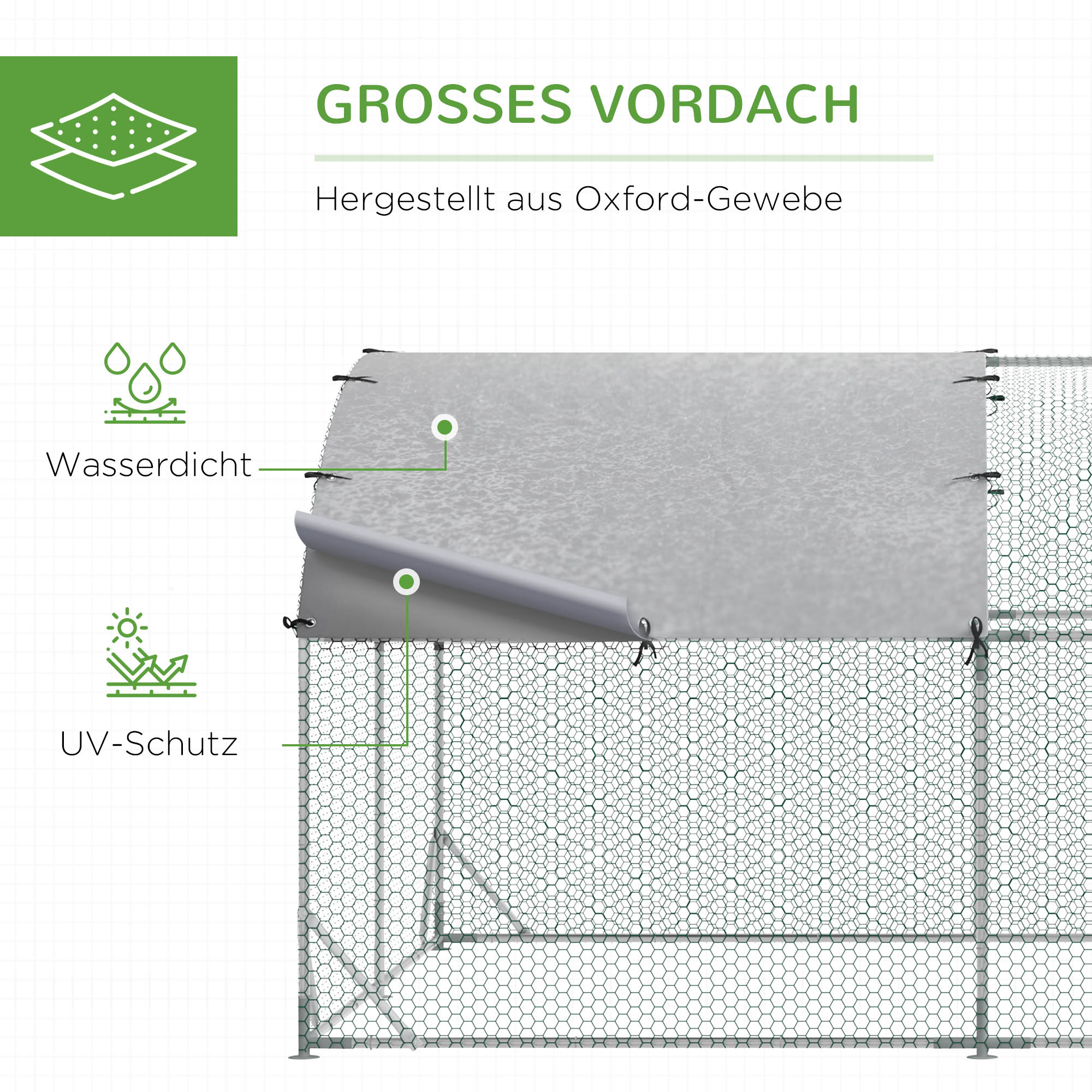 Gehege für Kleintiere, Outdoor-Freilaufgehege für Hühner, Kaninchen, Enten, stabile Konstruktion, Stahl und Oxford-Stoff