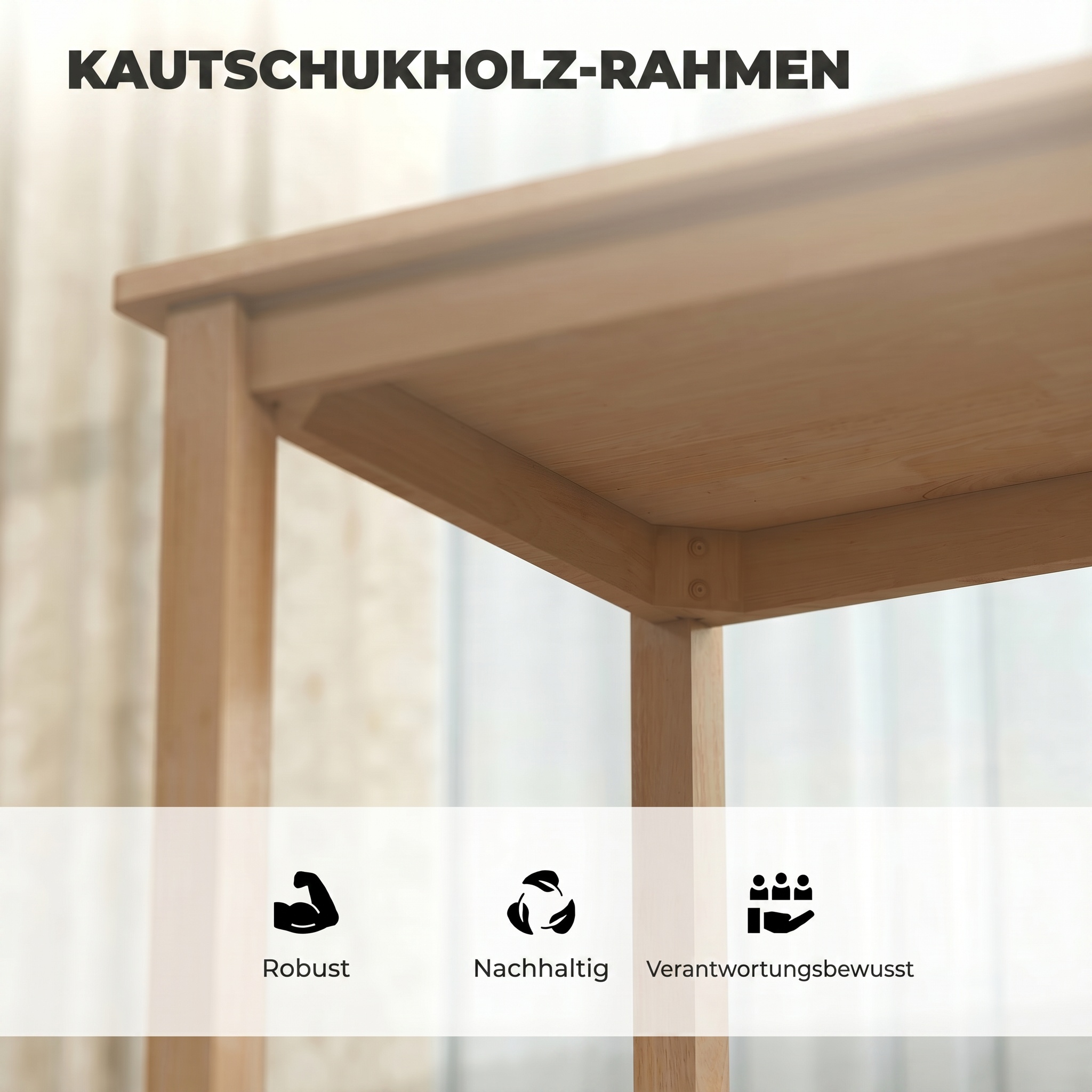 3-teiliges Esstisch-Set mit 2 Stühlen, Küchentisch für kompakte Räume, gepolsterte Stühle, platzsparend, MDF, Naturholz