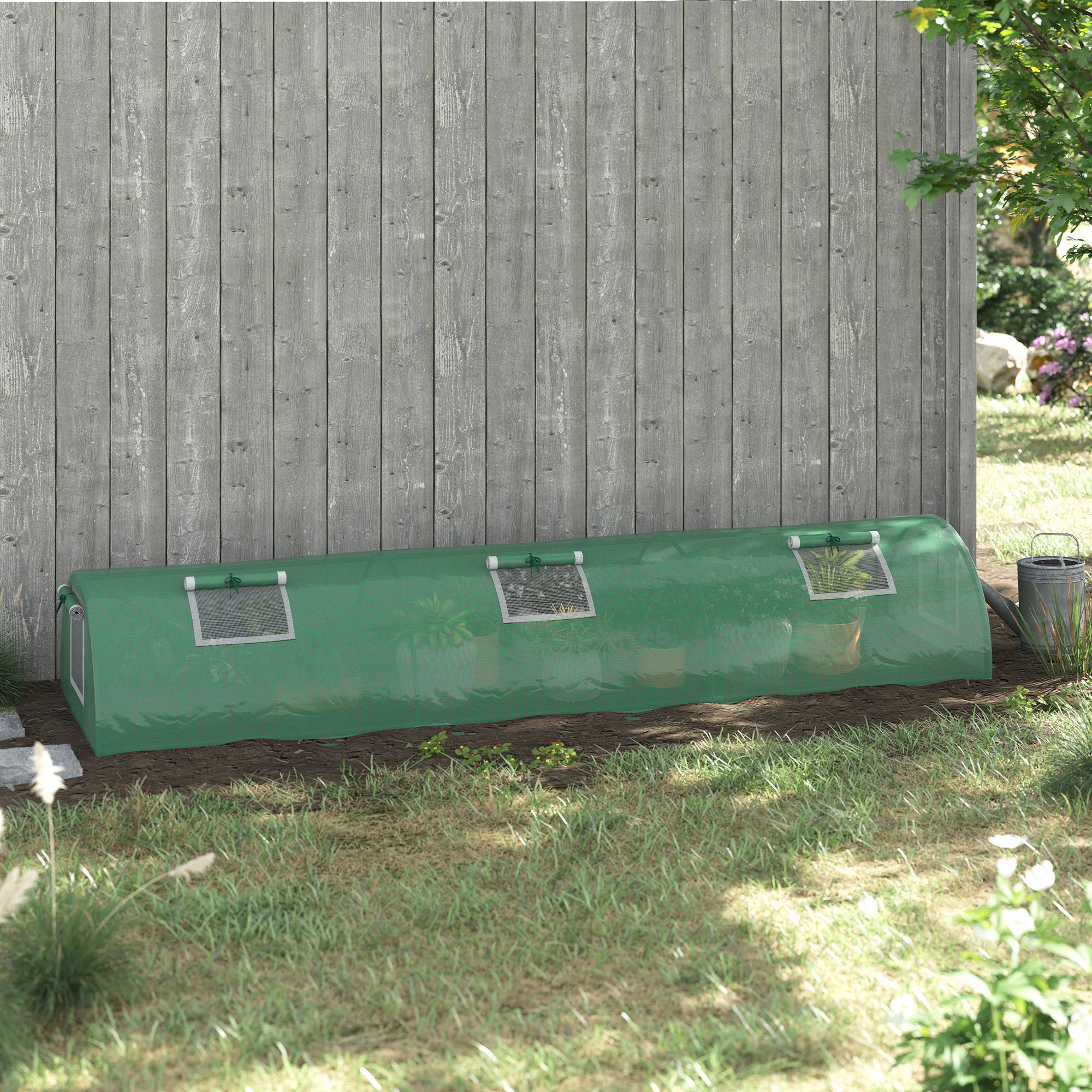 Foliengewächshaus, wetterbeständig, UV-beständig, Folientunnel, 300 cm x 80 cm x 45 cm, Grün