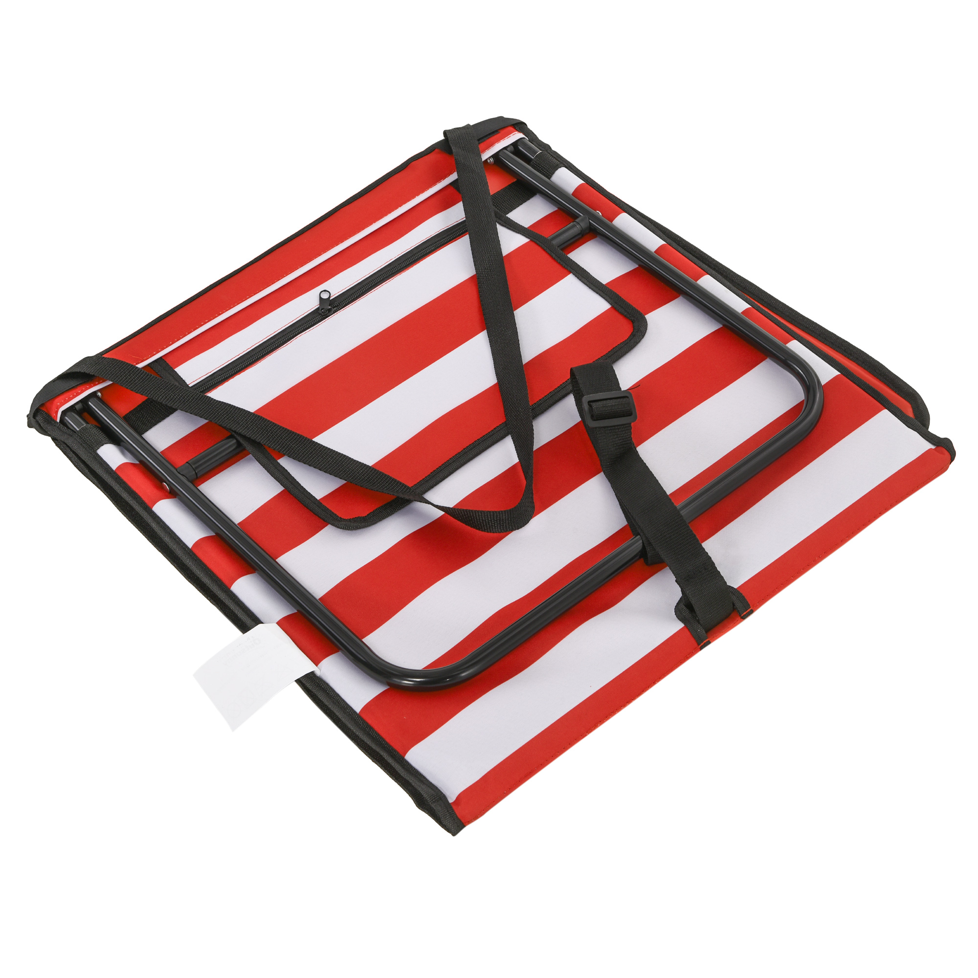 Strandliege, klappbar, verstellbare Rücklehne, Seitentasche, weiche Polsterung, Stahlrahmen, Rot, 142x51x40cm
