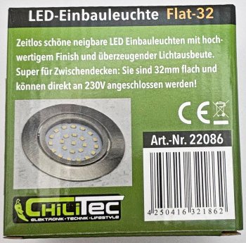 LED-Einbauleuchte "Flat-32" warmweiß, 80x32mm, 5W, 590lm, Edelstahl gebürstet