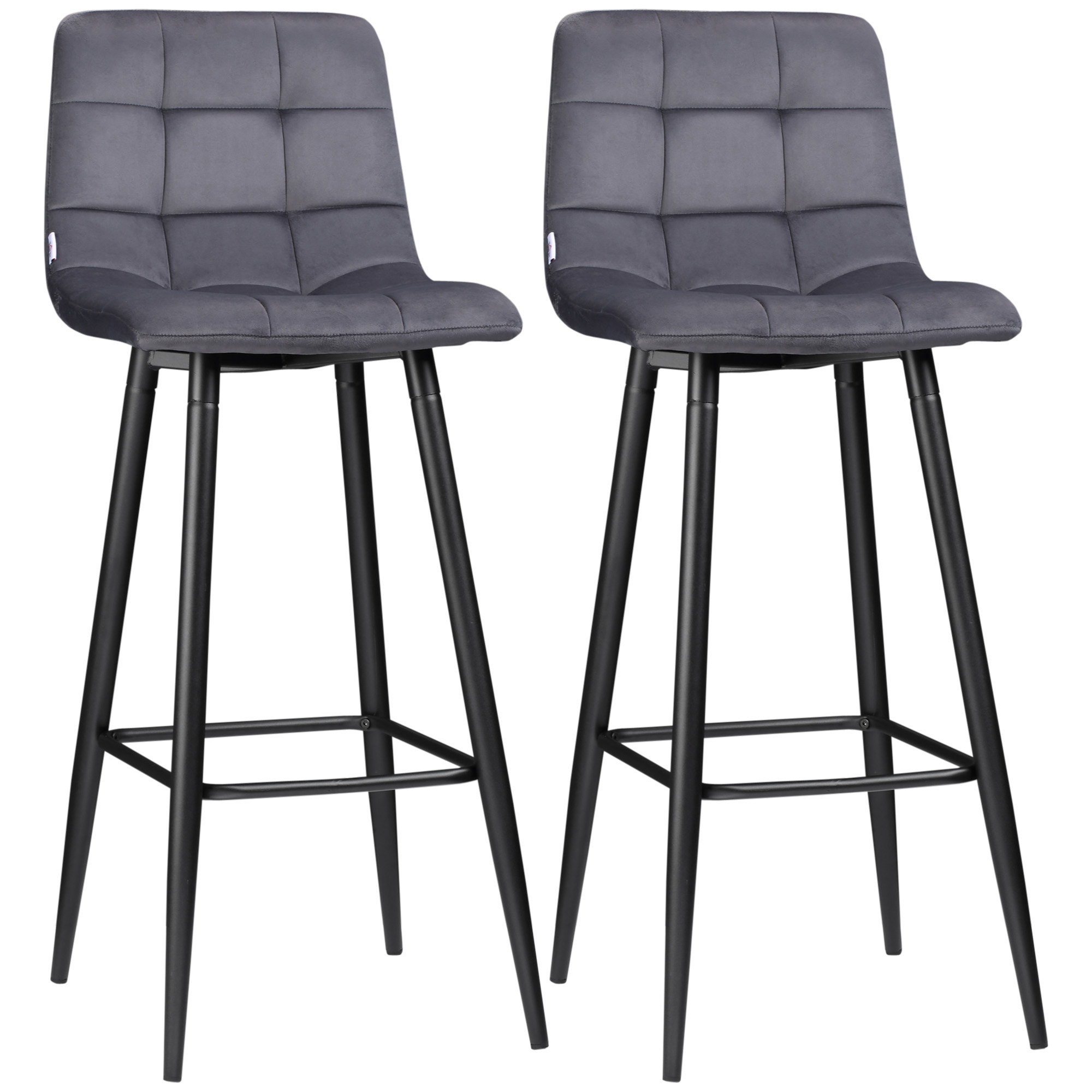 2er-Set Barhocker mit Fußstütze im Retrodesign 42 cm x 47 cm x 105 cm Grau 2er-Set Barhocker mit Fußstütze im Retrodesign 42 cm x 47 cm x 105 cm Grau