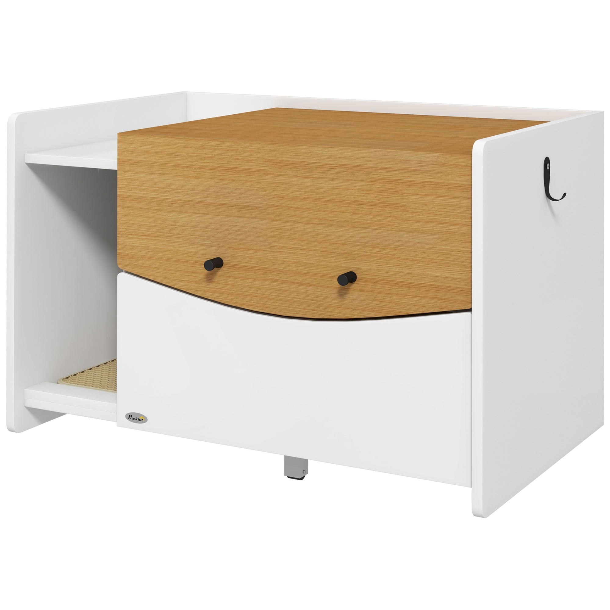Katzentoilette, ausziehbar, Schrankdesign, Streufach, 78x50x51cm, Eiche/Weiß Katzentoilette, ausziehbar, Schrankdesign, Streufach, 78x50x51cm, Eiche/Weiß