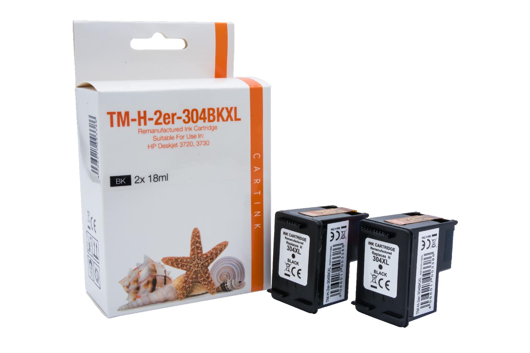 304XLBK Doppelpack Refill Tinte black für HP / N9K08AE / 2x18ml