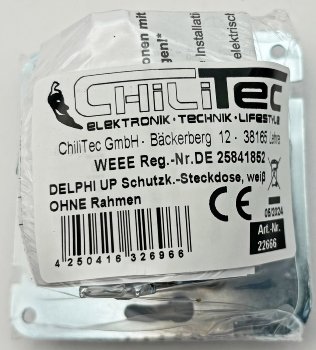 DELPHI Schutzkontakt-Steckdose, weiß / 250V~/ 16A, Steckanschluss, OHNE Rahmen