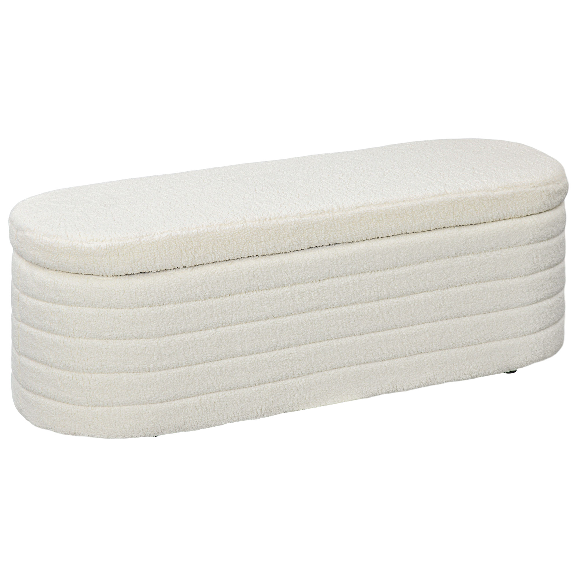 Bettbank, Stauraum, Teddy-Fleece, 116x41x40,5cm, Cremeweiß Bettbank, Stauraum, Teddy-Fleece, 116x41x40,5cm, Cremeweiß