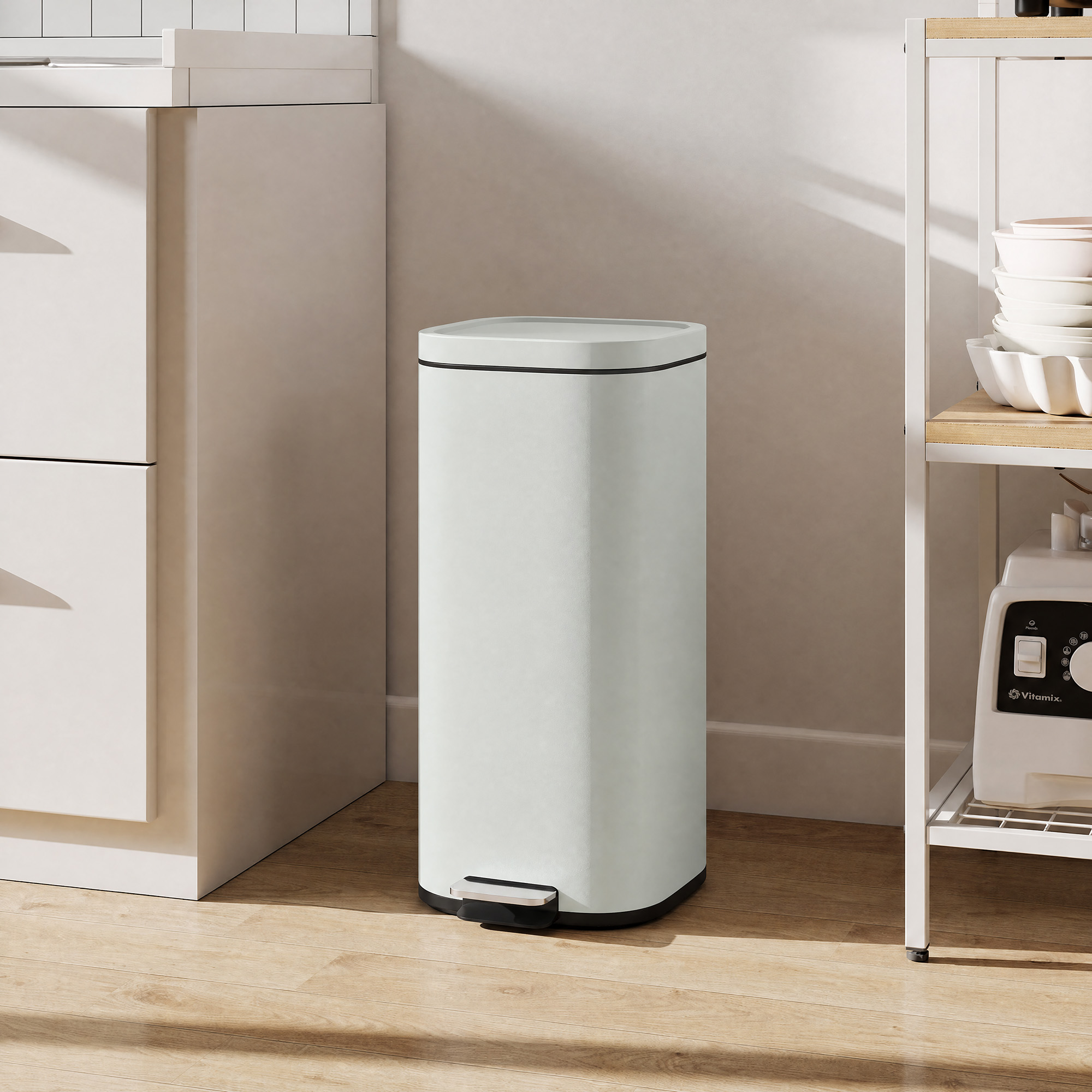 30L Küchenmülleimer Pedaleimer mit Deckel, Soft-Close- und Offenhalte-Funktion für Küche, Zuhause