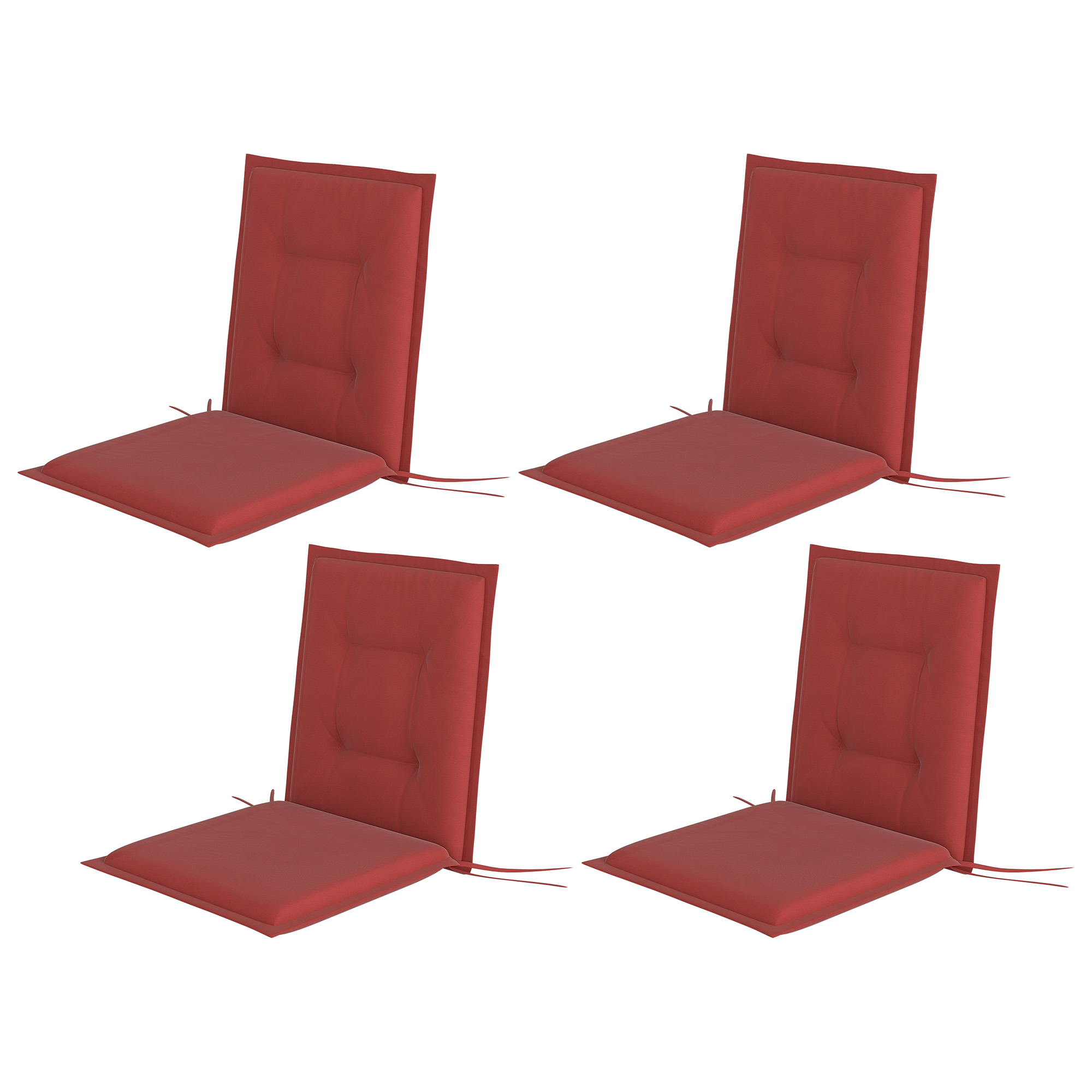 4er Set Sitzkissen 108 x 50 x 5 cm Stuhlkissen mit Bändern, Outdoor Indoor Sitzauflage Weinrot 4er Set Sitzkissen 108 x 50 x 5 cm Stuhlkissen mit Bändern, Outdoor Indoor Sitzauflage Weinrot