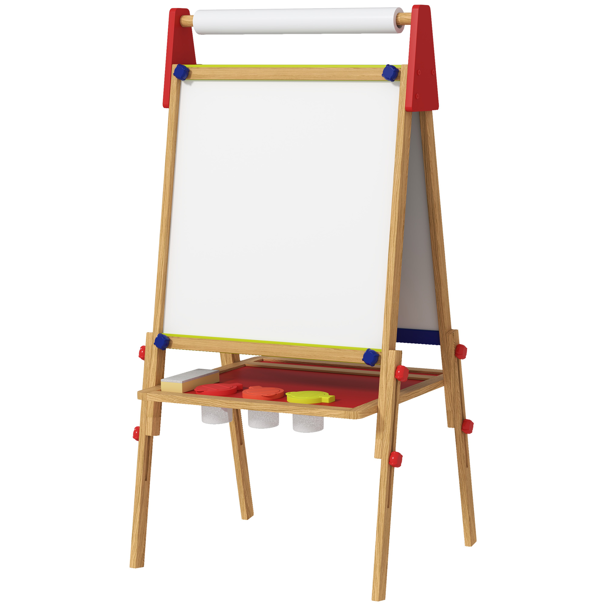 3-in-1 Kindermalstaffelei, Kreidetafel, Whiteboard, Papierrolle, inklusive Zubehör, Kiefernholz, verstellbar 3-in-1 Kindermalstaffelei, Kreidetafel, Whiteboard, Papierrolle, inklusive Zubehör, Kiefernholz, verstellbar
