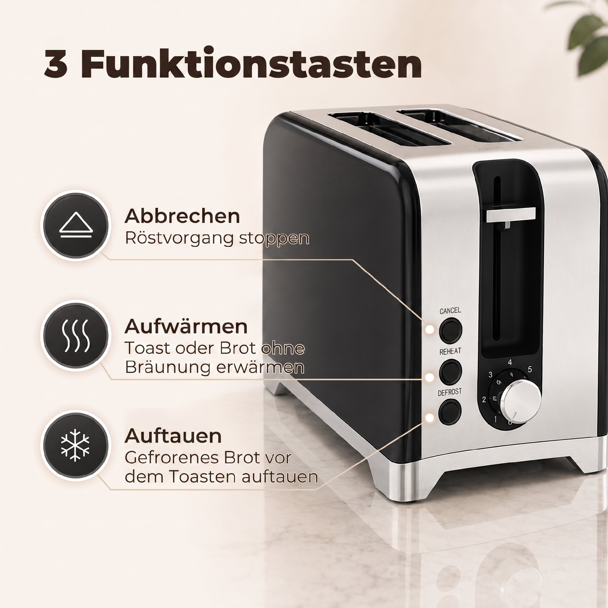 Wasserkocher und Toaster Set mit Thermometer, 1,7 l, 2200 W Wasserkocher, 2-Scheiben-Toaster mit 7 Bräunungsstufen