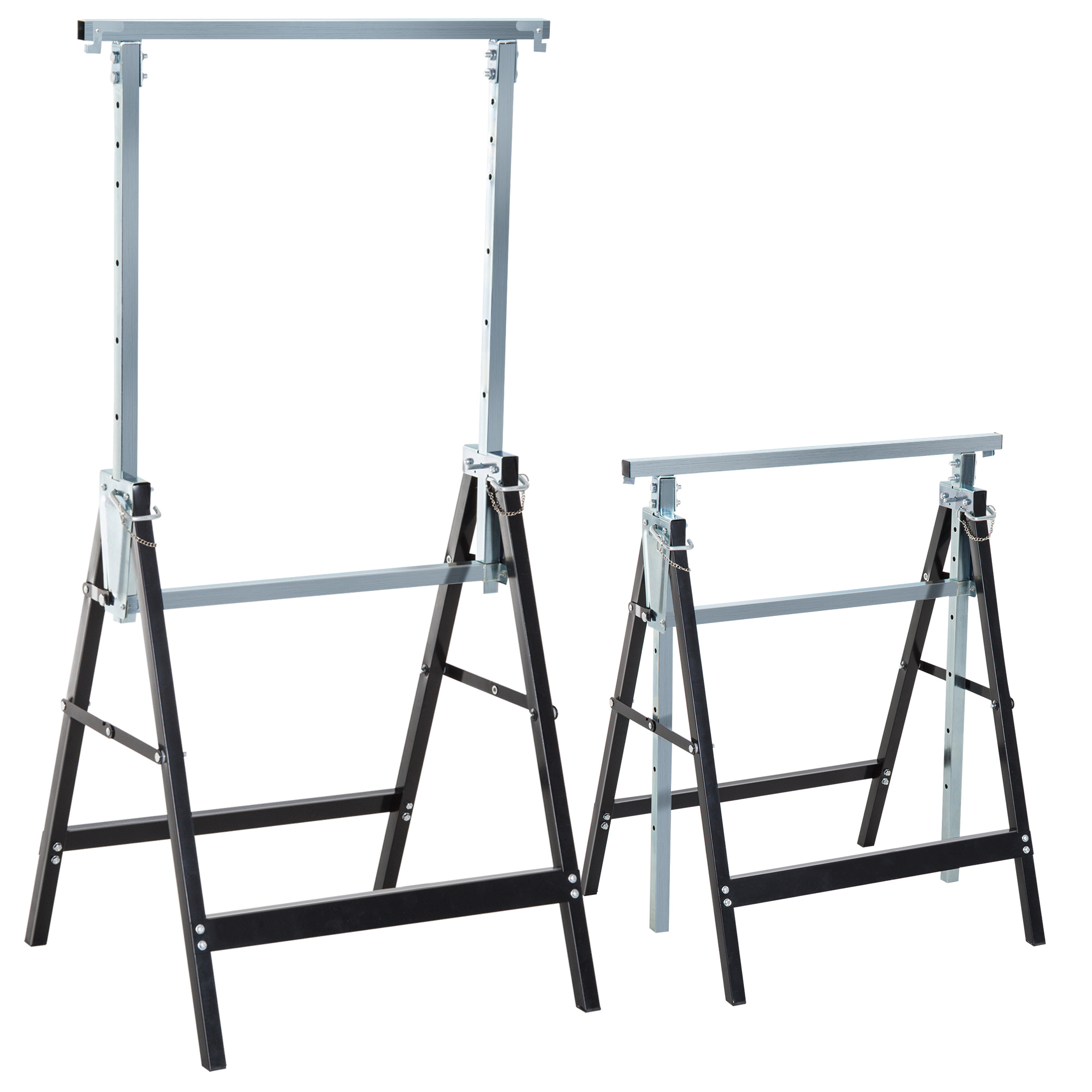 2 x Gerüstbock Unterstellbock Klappbock höhenverstellbar bis 200kg Stahl Schwarz 68 x 58 x 80-130 cm 2 x Gerüstbock Unterstellbock Klappbock höhenverstellbar bis 200kg Stahl Schwarz 68 x 58 x 80-130 cm