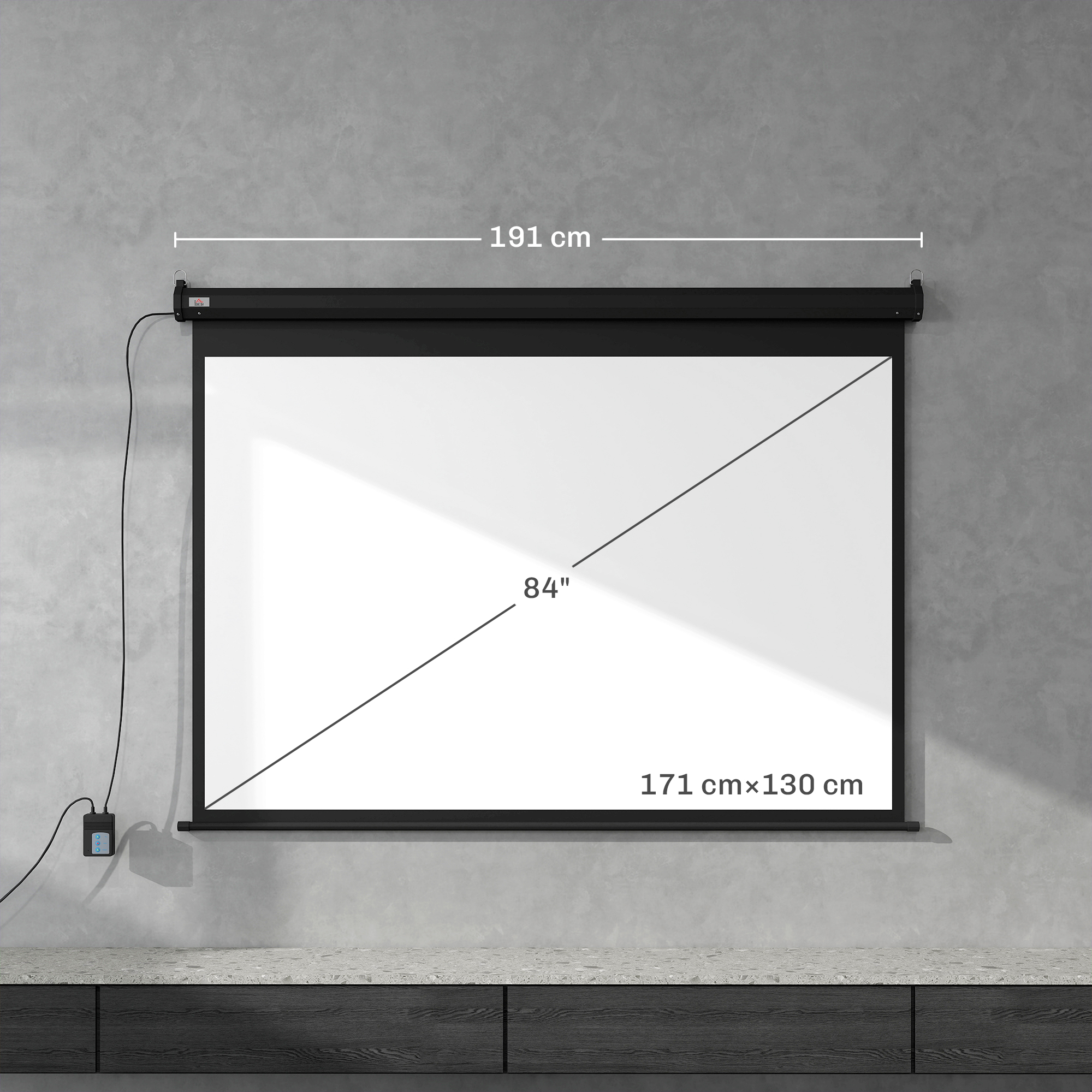 Beamer-Leinwand, Projektionsleinwand, 84", 4:3, 171x130 cm, Schwarz