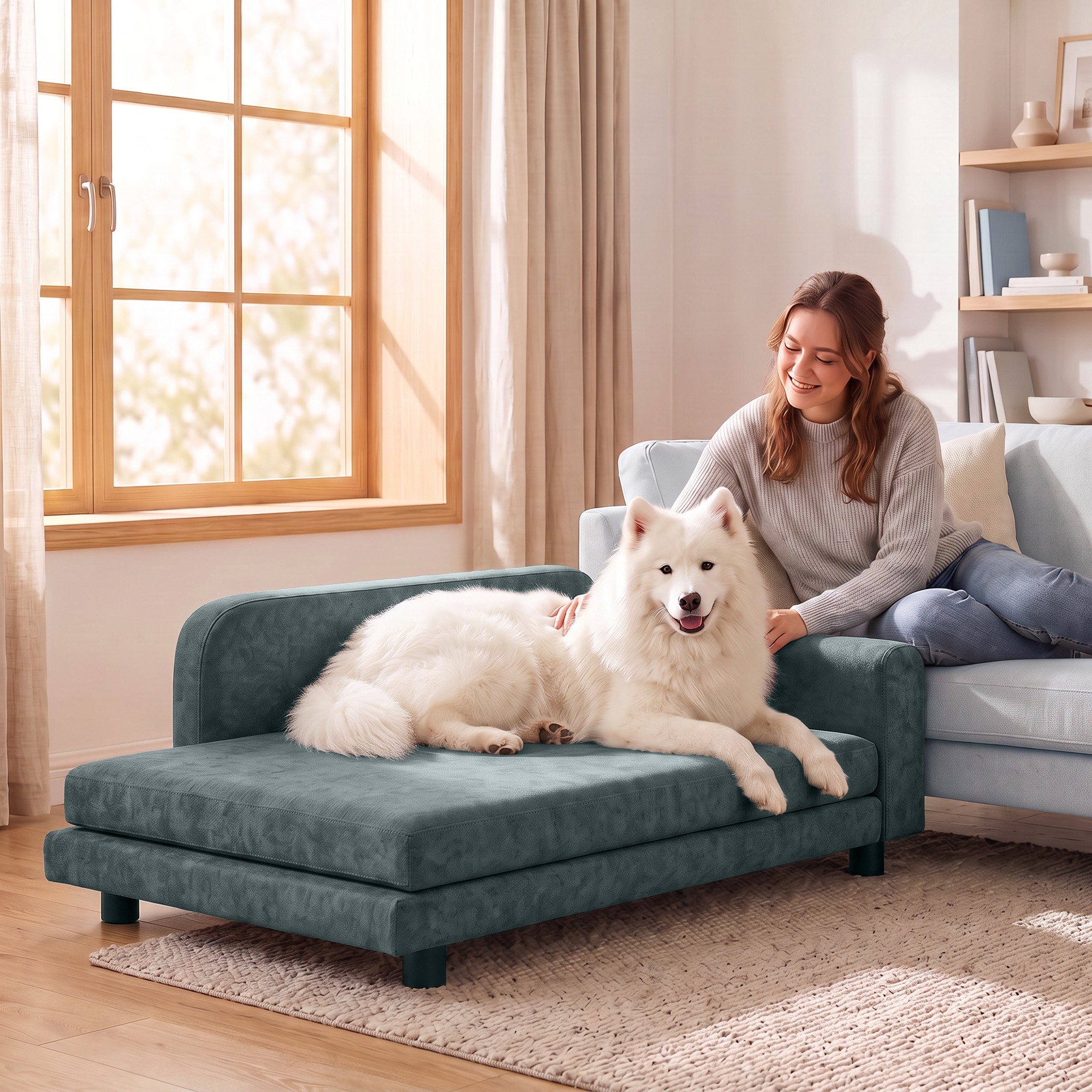 Hundesofa XL orthopädisches Hundebett mit Rückenlehne Abnehmbar Kissen für große Hunde unter 35 kg