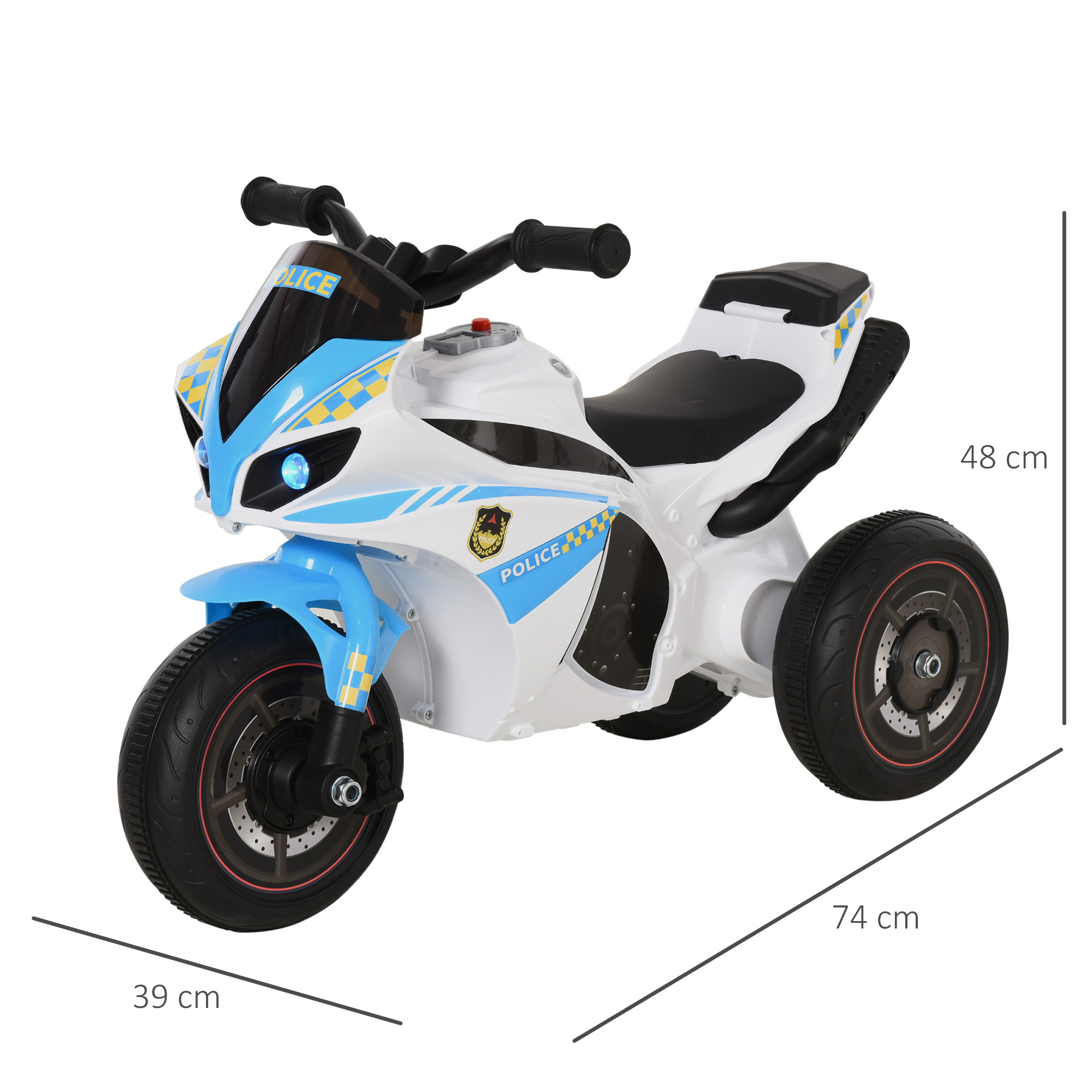 Rutschauto, Rutschfahrzeug mit Musik und Scheinwerfer, Kinderfahrzeug im Rennmotorrad-Design, bis 20kg 18-36 Monate Blau