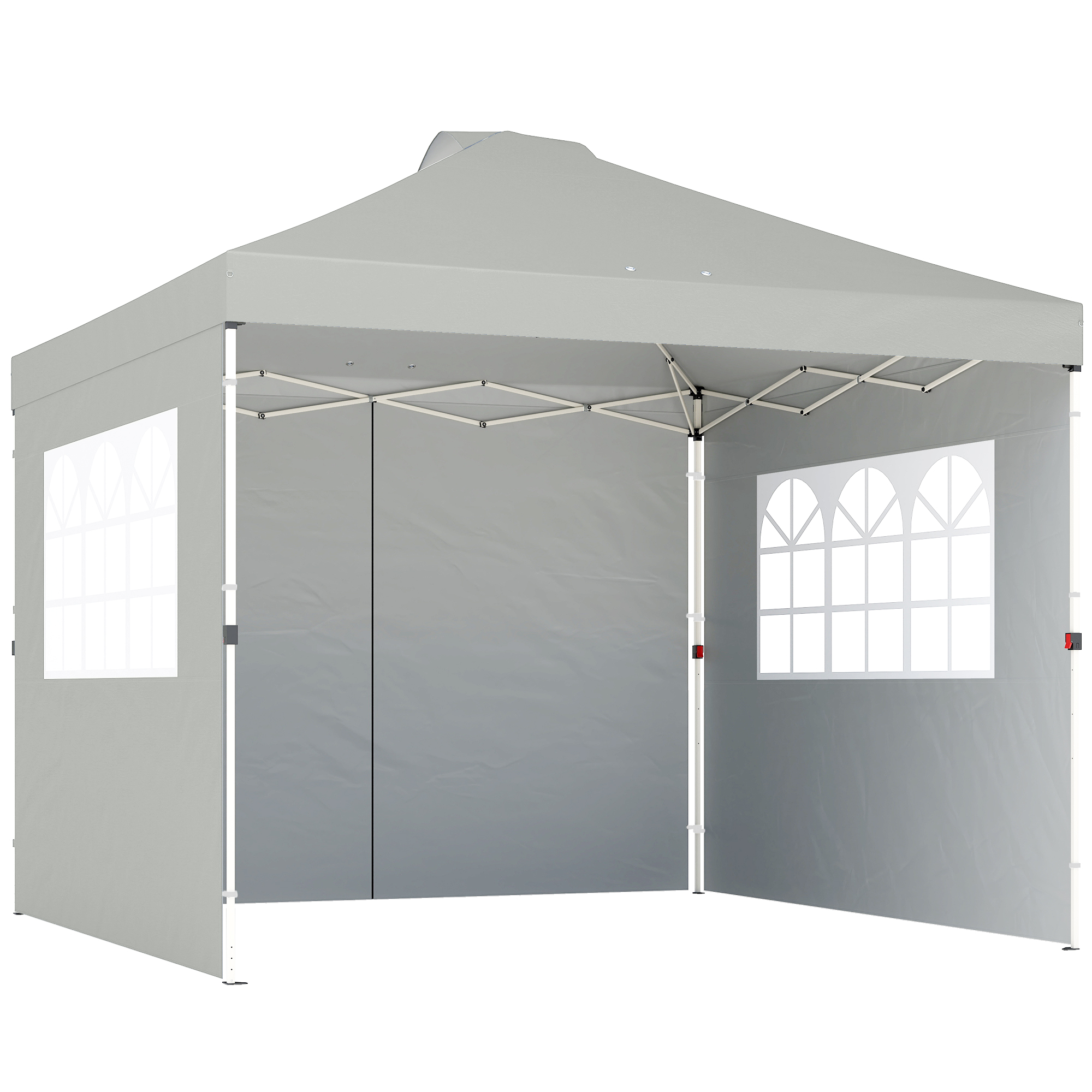 Pavillon ca. 3x3 m Wasserdicht Höhenverstellbar Pop-up Faltpavillon mit 3 Seitenwänden Fenster Lüftung, UV 50+ Hellgrau