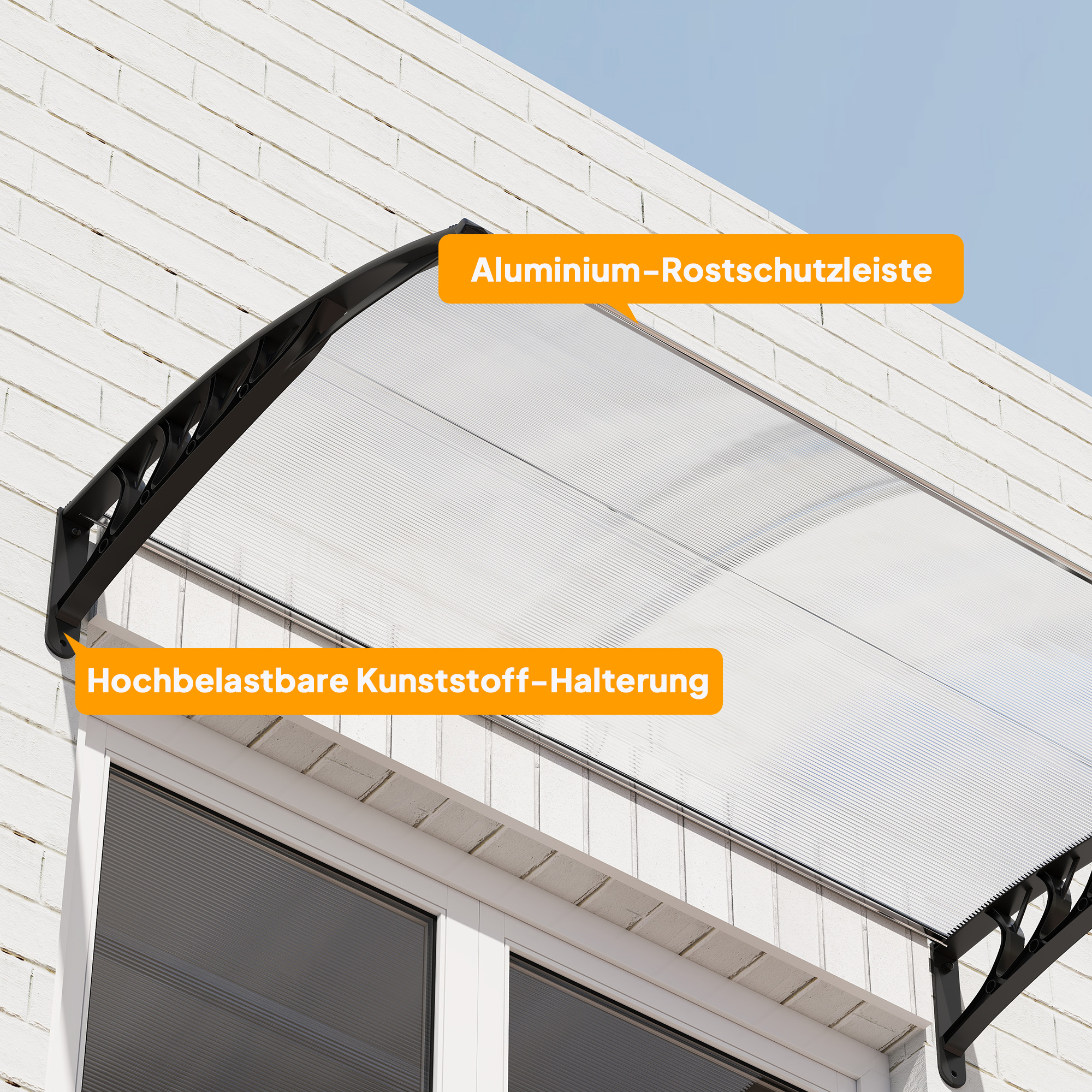 Vordach Schutzdach, UV-Beständig, Wasserbeständig, 90x150x25cm , Weiß