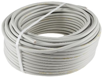 Stromleitung "NYM-J", 50m, isoliert / 3G1,5, grau, Außen-Ø 8,2mm, Ring