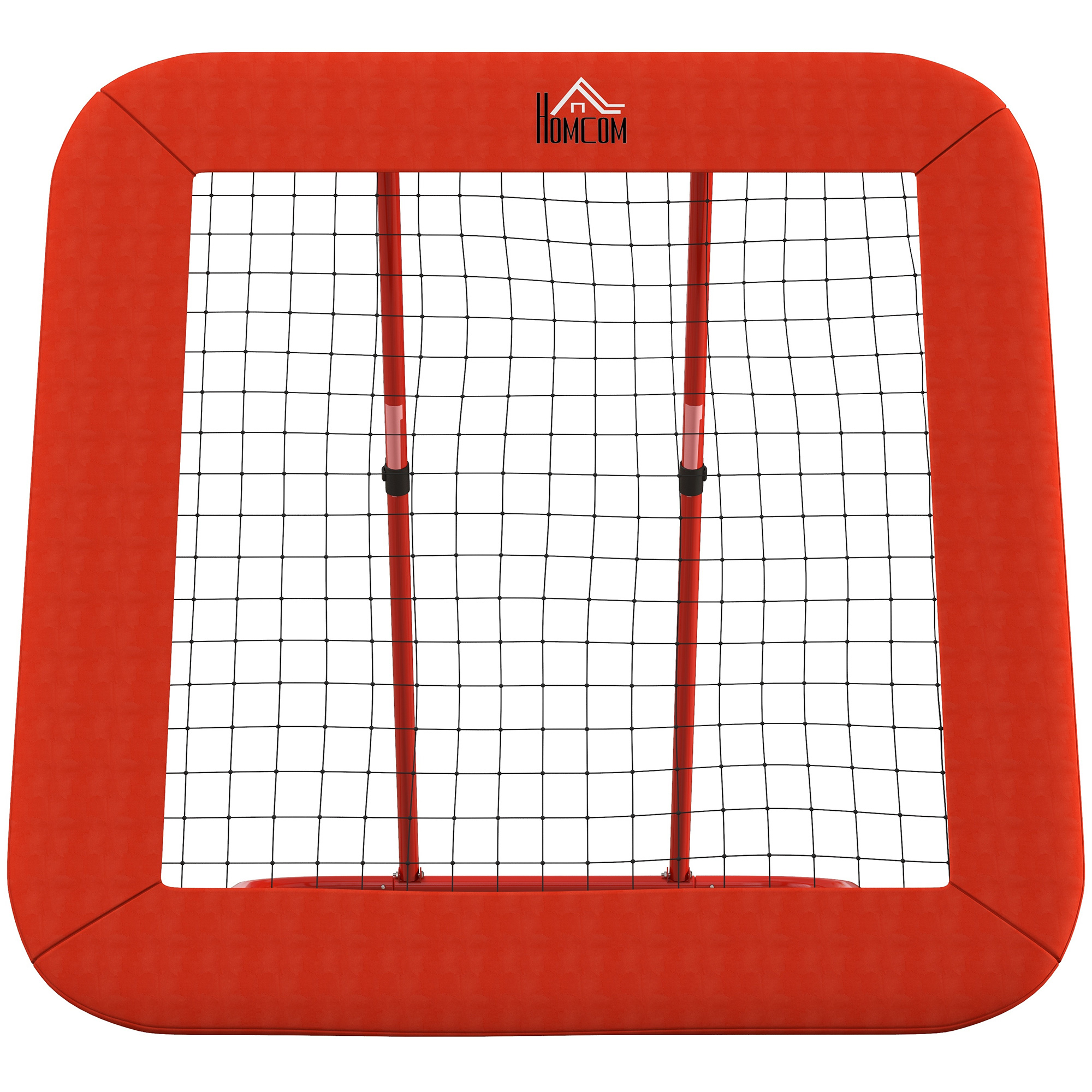 Fußball-Rückprallnetz, verstellbar, faltbar, Metallrahmen, Allwetter-PE-Netz, inkl. Heringe, Rot