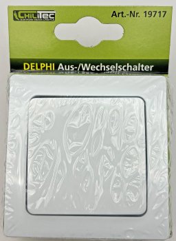DELPHI Wechsel-Schalter, 250V~/ 10A, inkl. Rahmen, UP, weiß