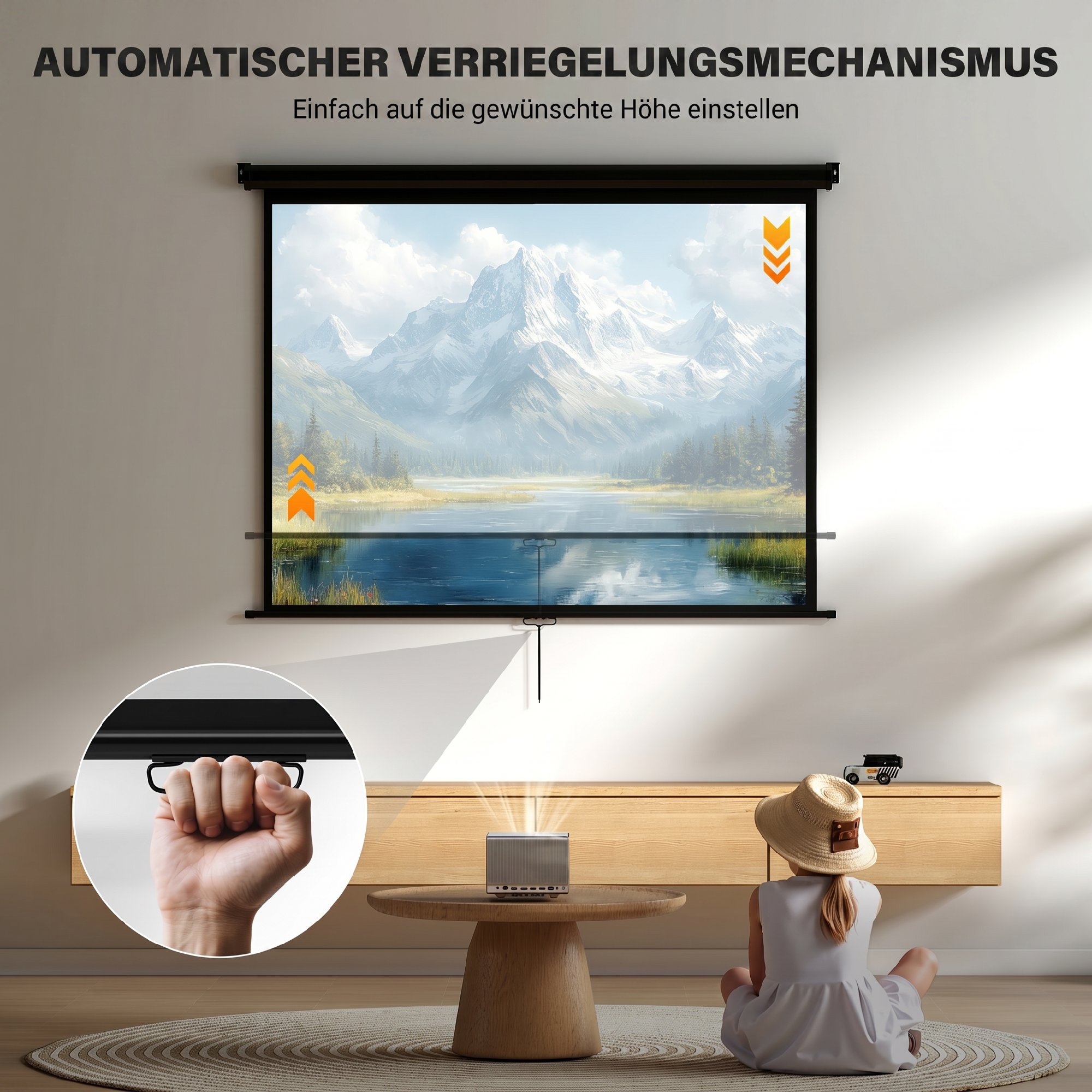 Beamer Leinwand 171 x 128 cm 84 Zoll 4:3 HD 4K Projektionsleinwand Kunststoff, Metall Heimkino