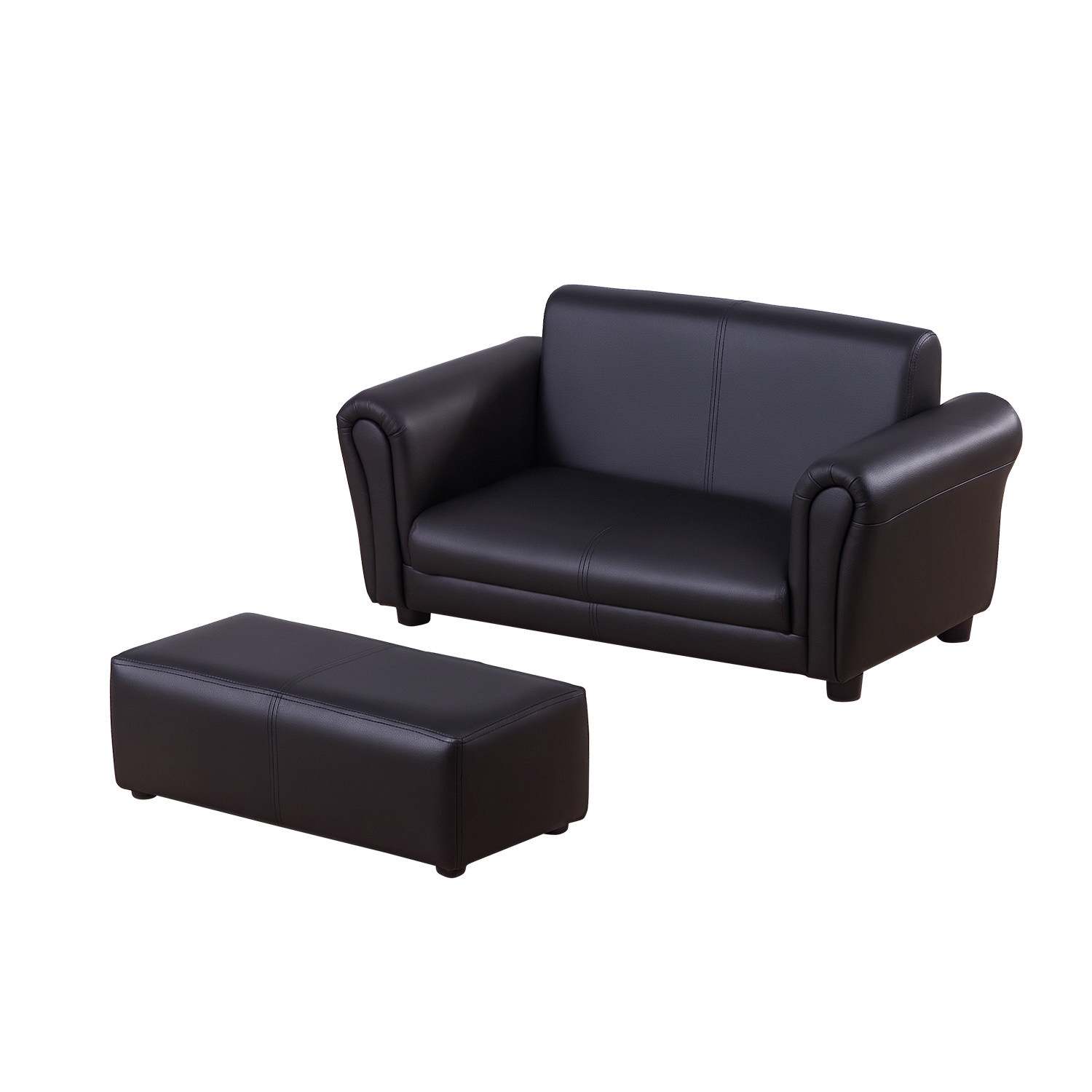 Kindersessel mit Fußhocker, Kindercouch mit Hocker, Kindersofa, Sofa Sessel, Schwarz, 83 x 42 x 41 cm Kindersessel mit Fußhocker, Kindercouch mit Hocker, Kindersofa, Sofa Sessel, Schwarz, 83 x 42 x 41 cm