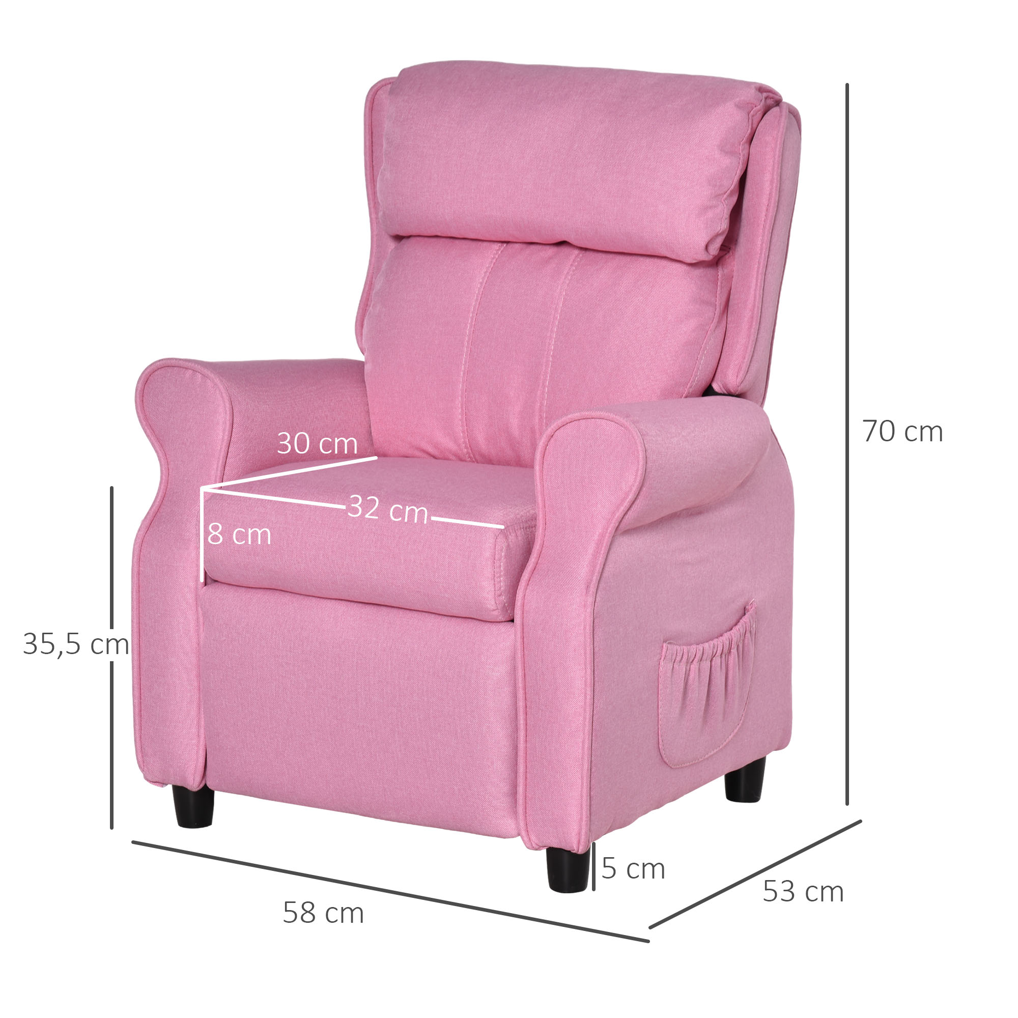 Kindersofa Kindersessel mit Fußstütze Armlehne verstellbare Rückenlehne Relaxsessel Kindercouch Stuhl Liegecouch Kinder Sofa für 3-5 Jahre Jungen und Mädchen Rosa