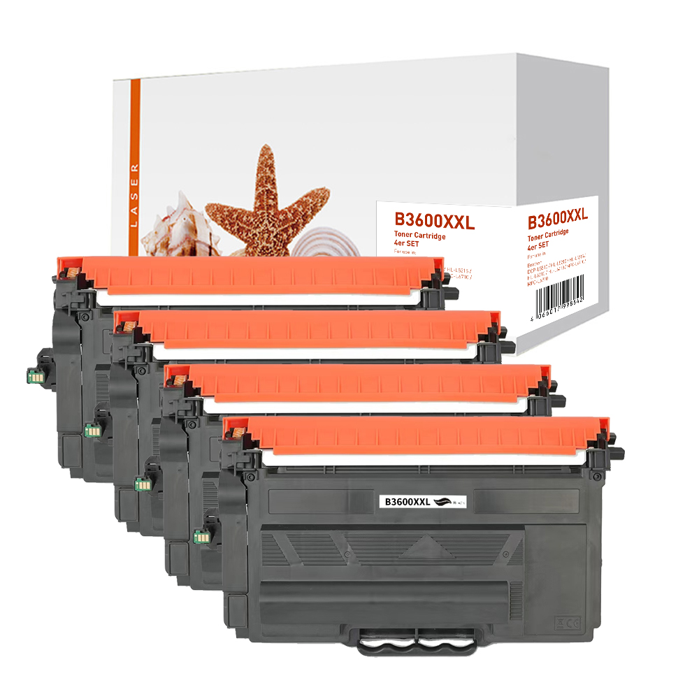 Toner schwarz, alternativ zu Brother TN-3600 XXL, 4x11000 Seiten