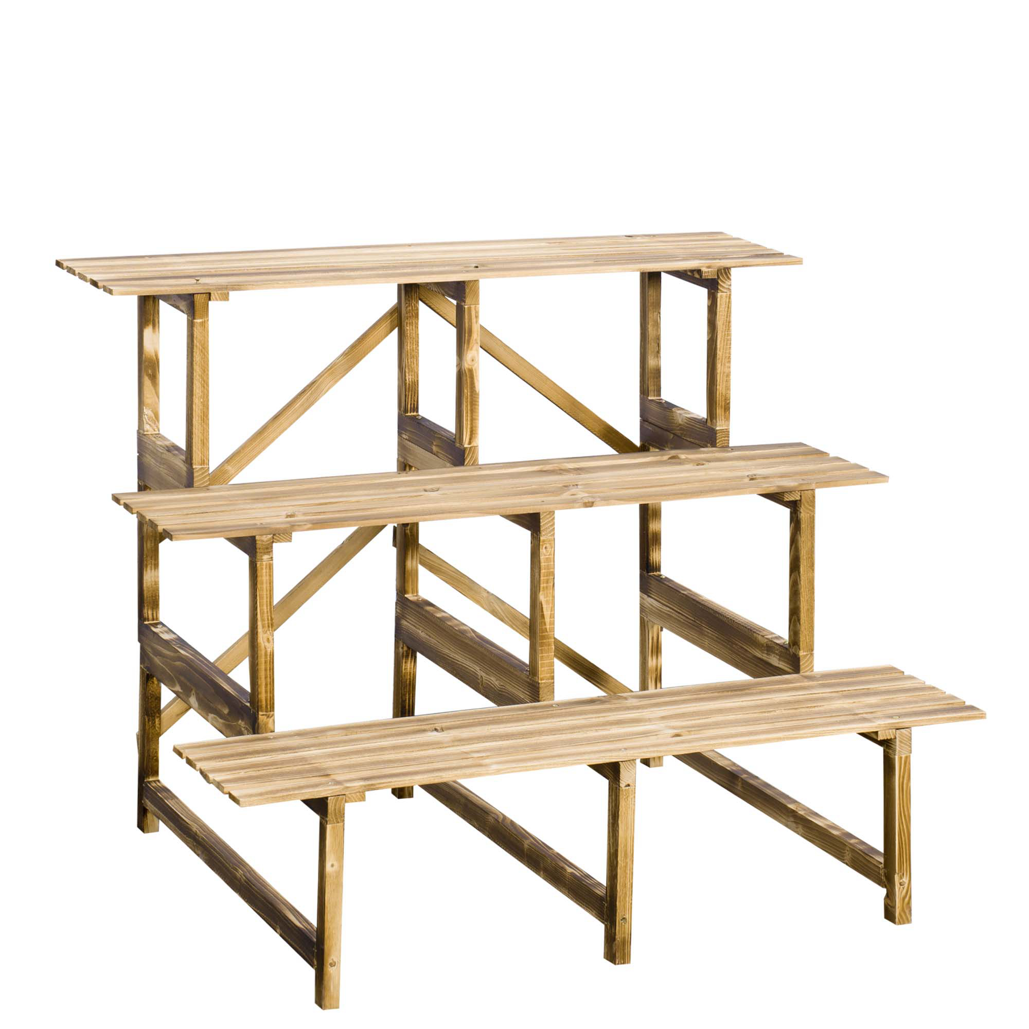 Pflanzentreppe, Blumentreppe, Blumenregal, Pflanzregal, Blumenständer, 3 Stufen, Tannenholz, 100 x 80 x 78cm Pflanzentreppe, Blumentreppe, Blumenregal, Pflanzregal, Blumenständer, 3 Stufen, Tannenholz, 100 x 80 x 78cm